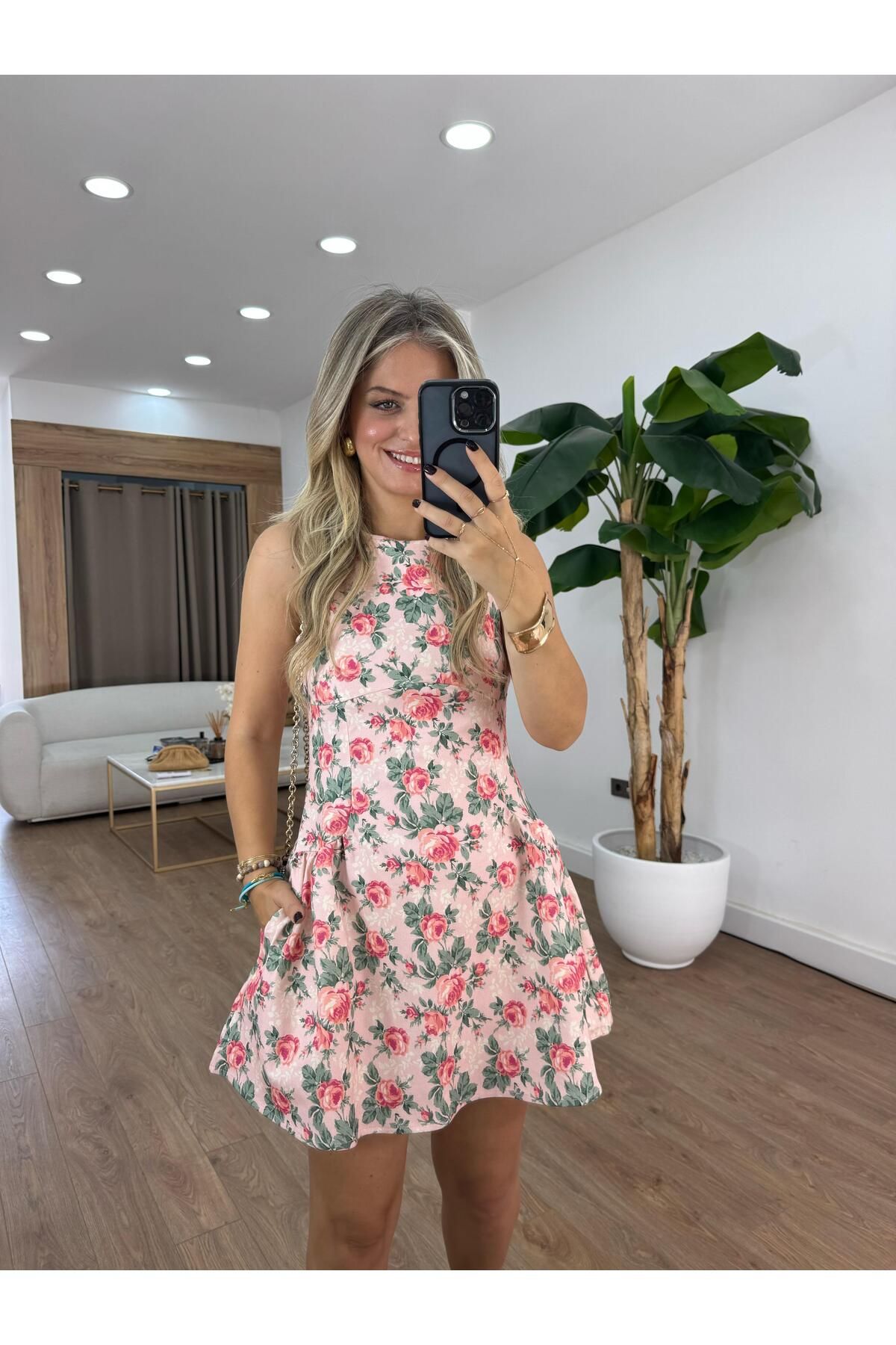 2she Çiçek Detaylı Volanlı Elbise
