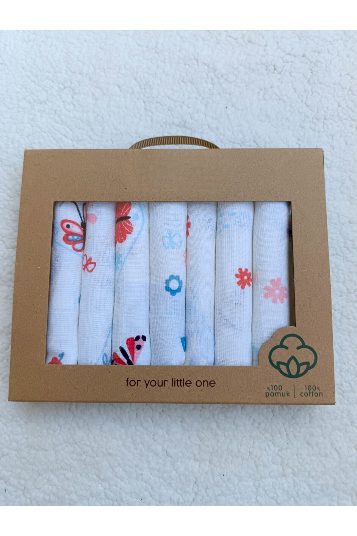 Bilge Trend BEBEK AĞIZ MENDİLİ %100 PAMUK KELEBEKLİ MÜSLİN MENDİL