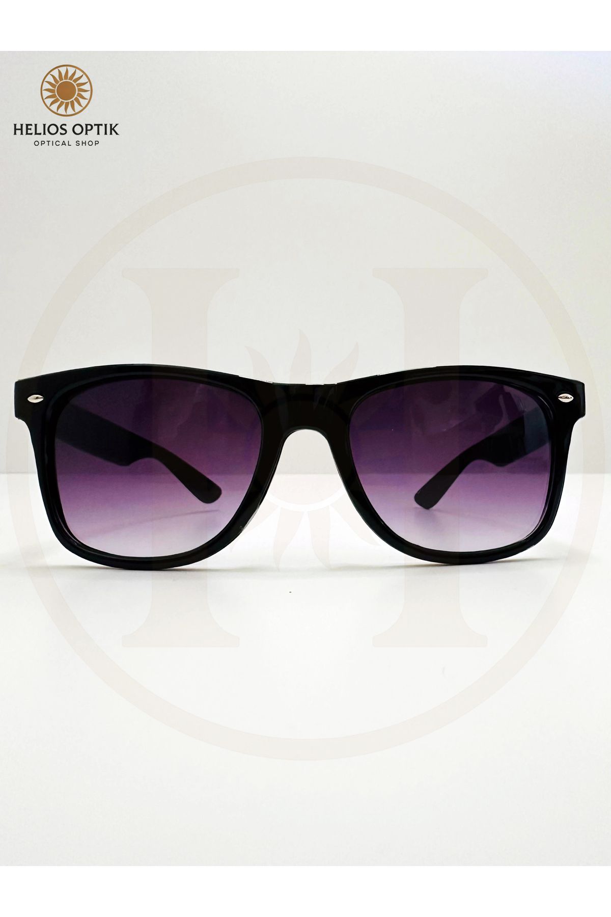 Helios Optik Siyah Çerçeve Mor Degrade Camlı Unisex Güneş Gözlüğü