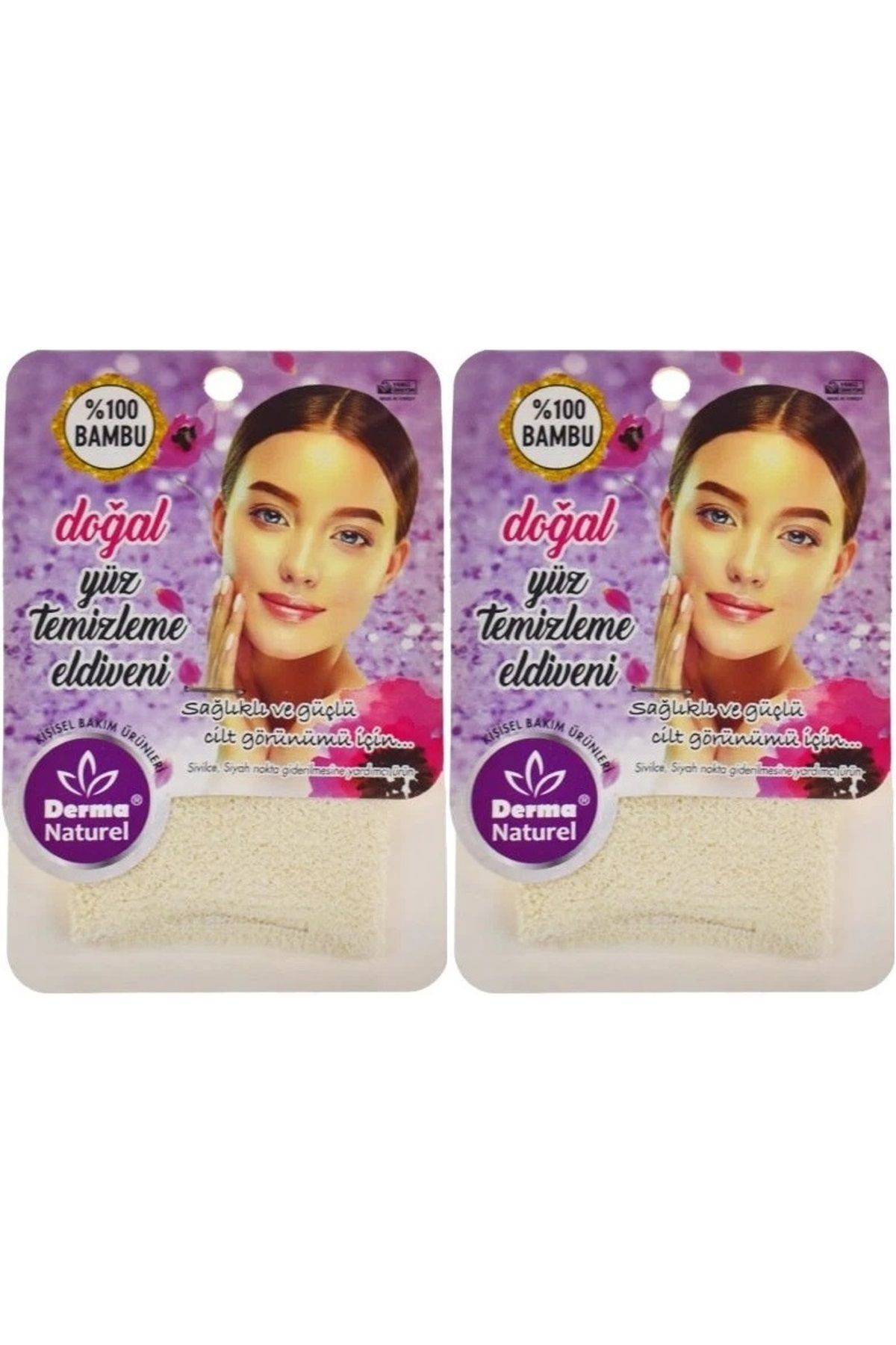 Derma Naturel Bambu Yüz Temizleme Eldiveni MS-32 (2 Li Set)