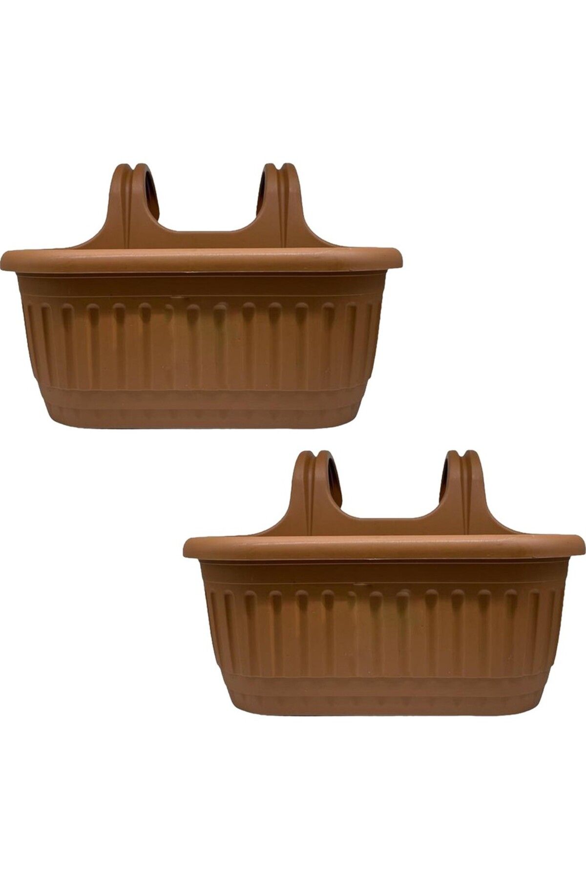 AKA HOME Çiçek Saksısı Balkon Askılı Plstik Saksı Naturel Orta 2 Adet 6.4 lt.