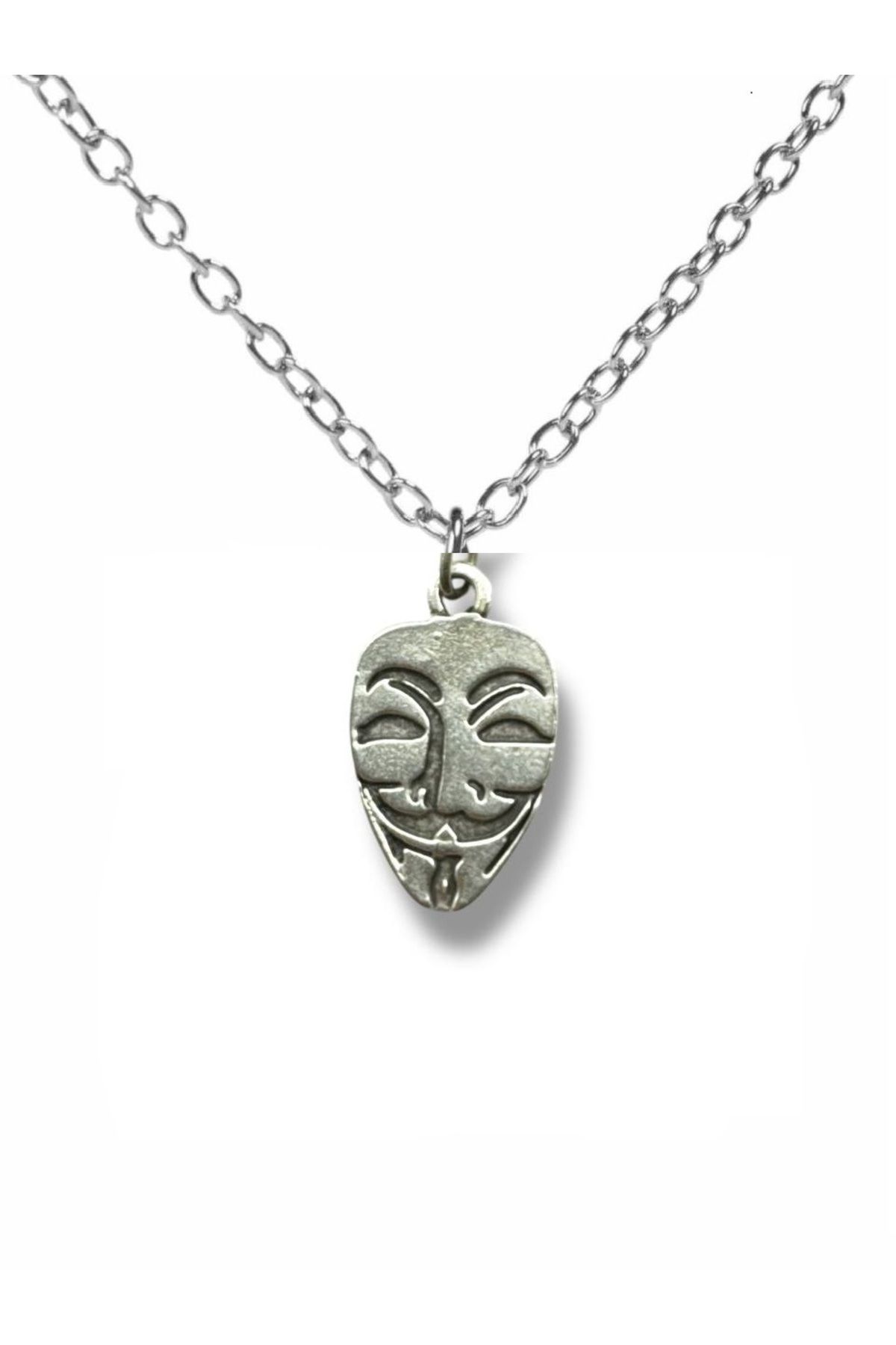 Herşey Nota V for Vendetta Maskesi Figürlü Unisex Kolye – Özgürlüğün ve Direnişin Sembolü