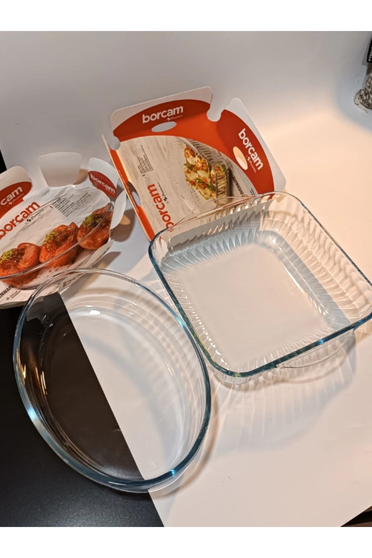 Paşabahçe Borcam Orta Boy Orta Boy Fırın Kalıbı 2 li Set Fırın Tepsisi ( 59084+59384)