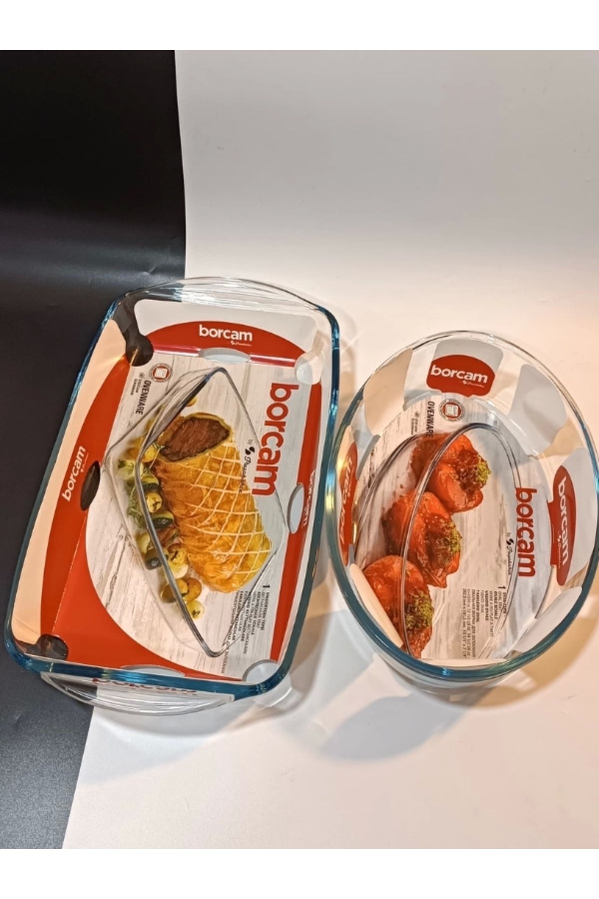 Paşabahçe Borcam Orta Boy Orta Boy Fırın Kalıbı 2 li Set Fırın Tepsisi ( 59084+59006)