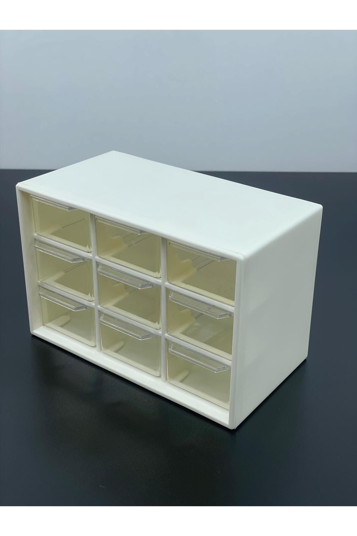 YzHome Plastik Çekmeceli 9 Bölmeli Organizer Takı Toka Aksesuar Saklama Düzenleme Kutusu Kutu Saklama Kabı