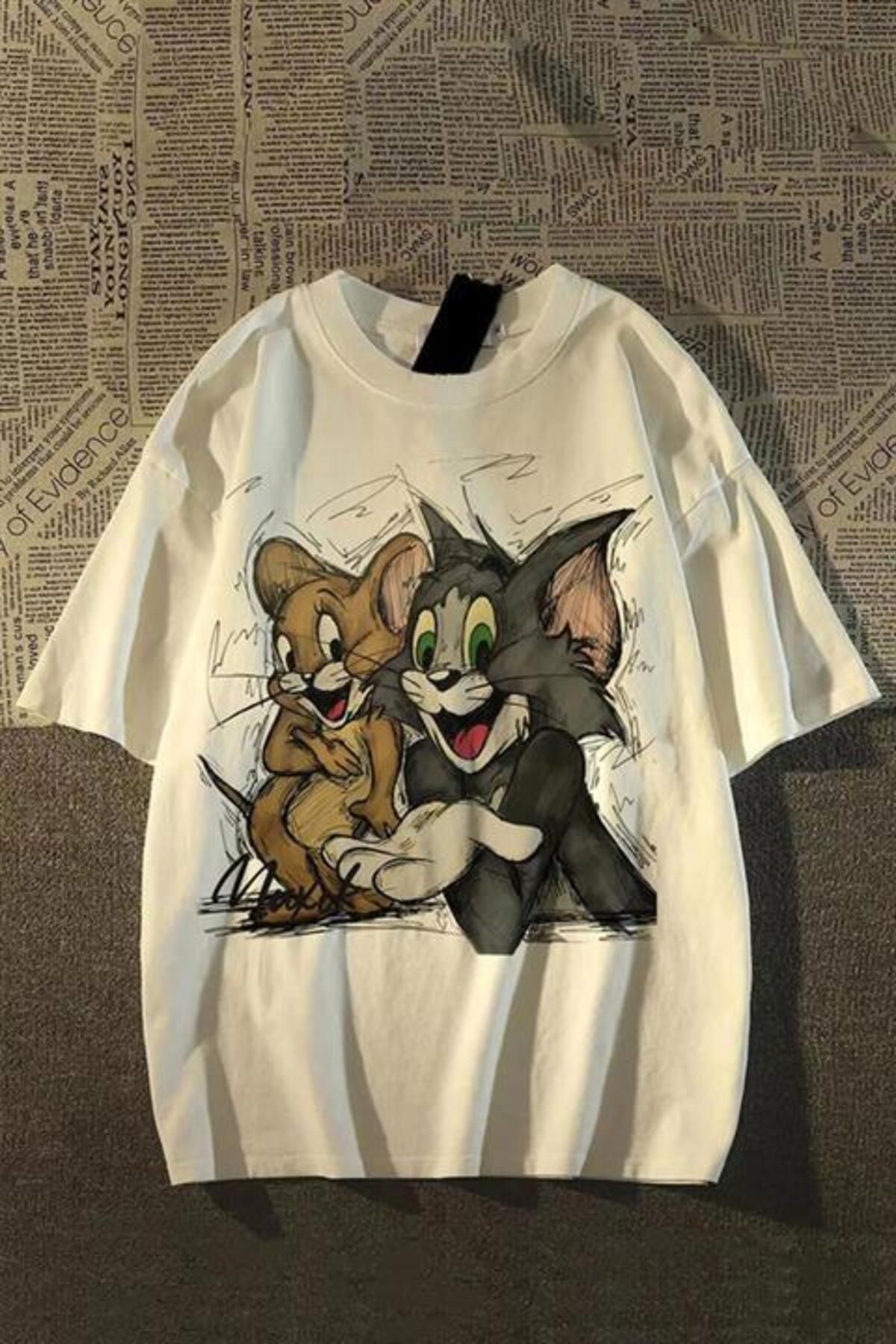 Karakedi Bej Tom And Jerry Cartoons Y2K Unisex T-shirt