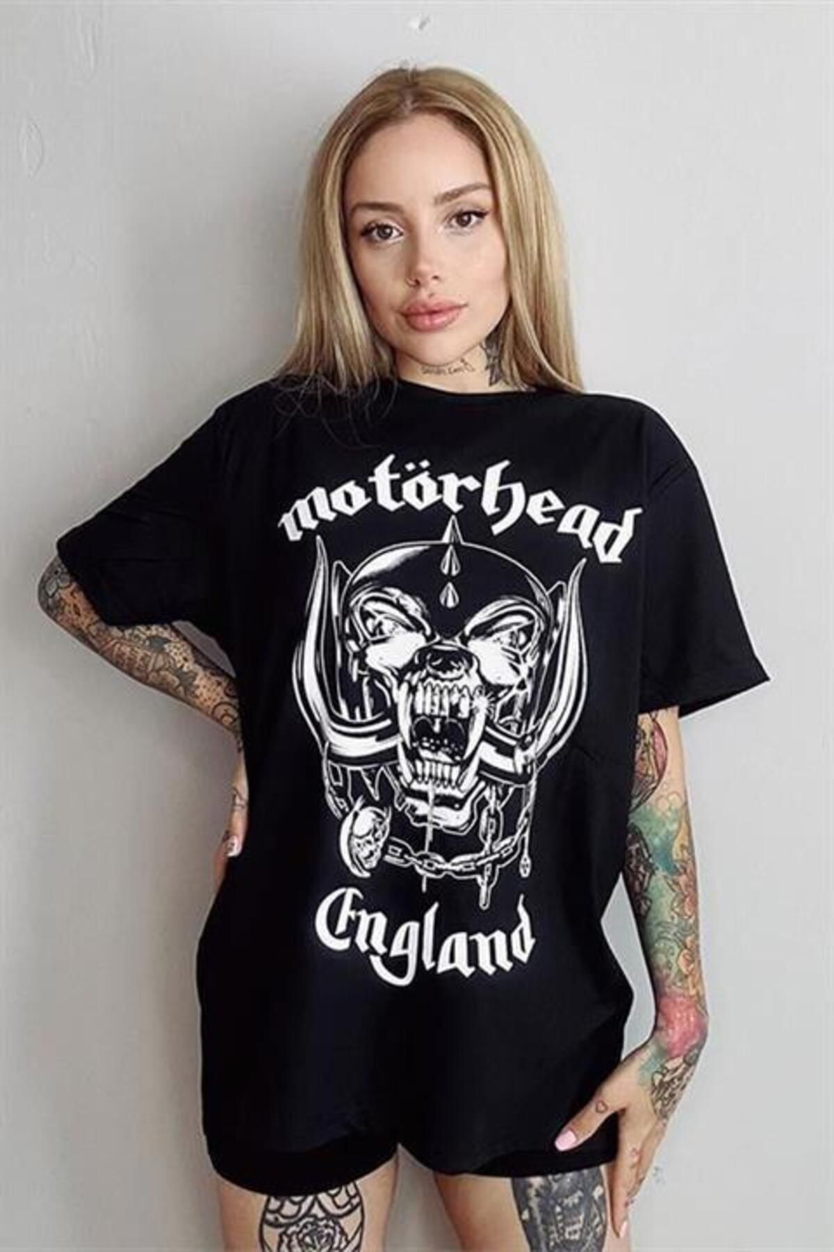 Karakedi Siyah Motorhead Gotik Unisex T-Shirt