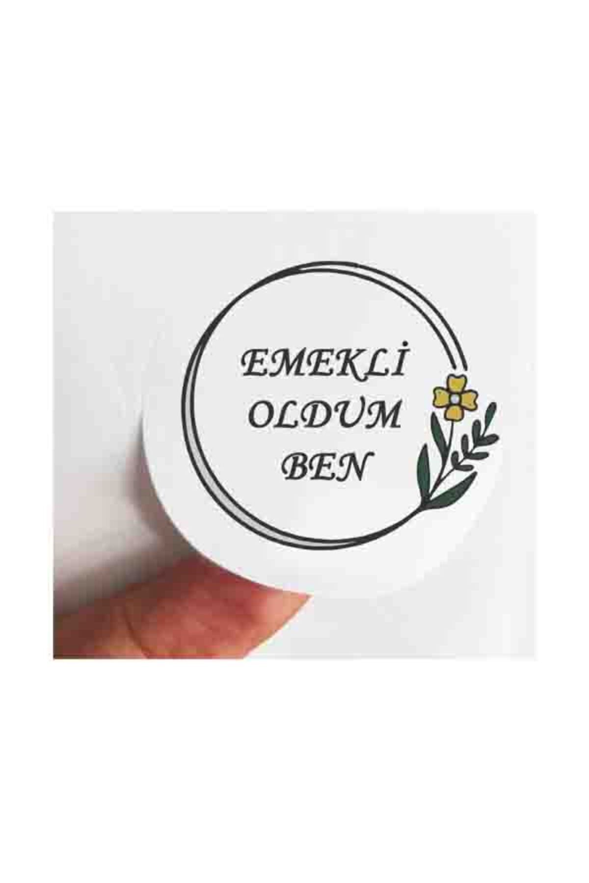 Aysun Bayhan Konsept 24 Adet 4 Cm Çiçekli EMEKLİ OLDUM BEN Baskılı Mat Etiket Sticker