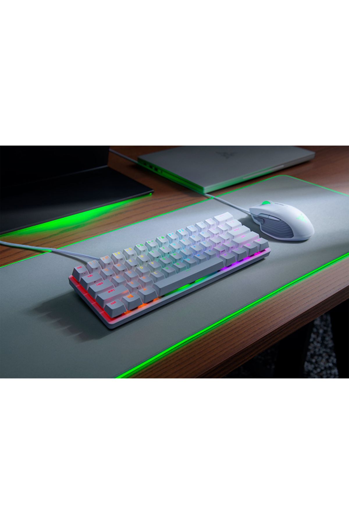 RAZER-Huntsman Mini 60% Gaming Keyboard with Clicky Purple Optical Switch - US - Mercury 3