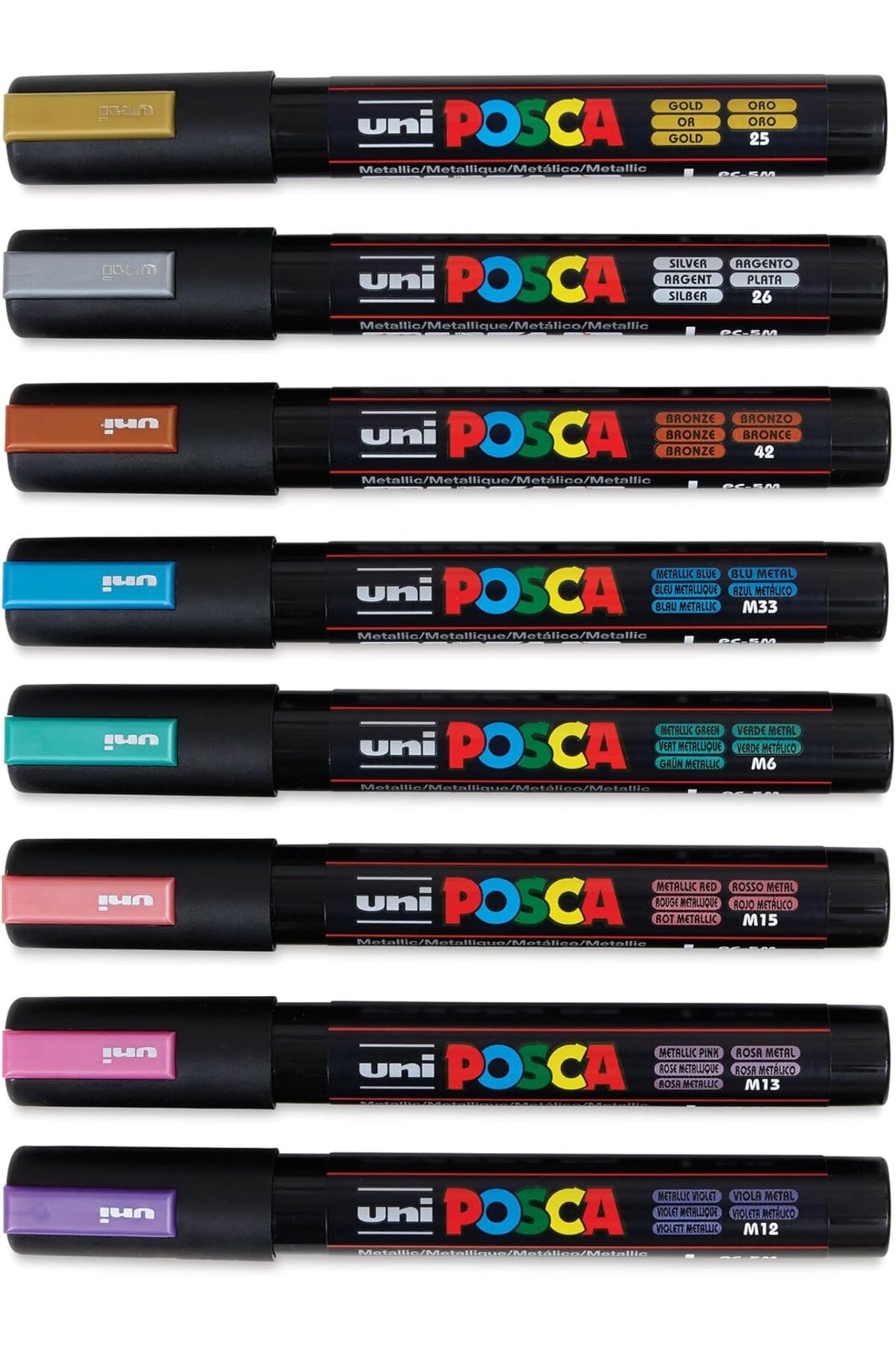 Posca PC-5M 1.8-2.5mm Marker Acrylic Painting Pen Set of 8 Metallic Colors