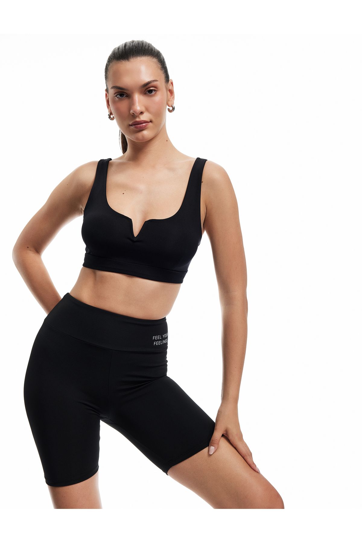 Koton Yüksek Bel Slim Fit Baskılı İnterlok Biker Spor Tayt