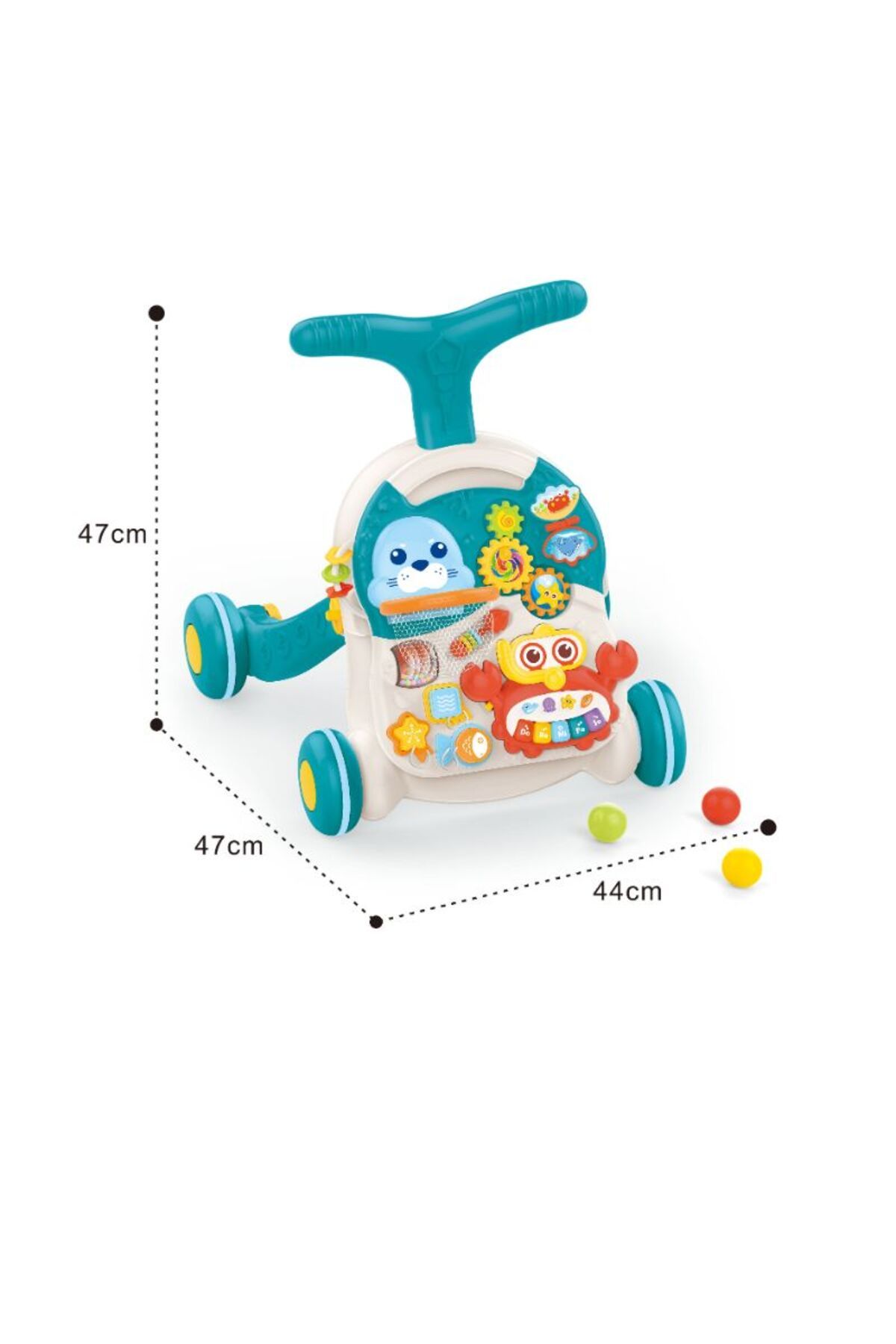 ideal STORE-Multifunctional walker with activity table and adjustable height, blue 5