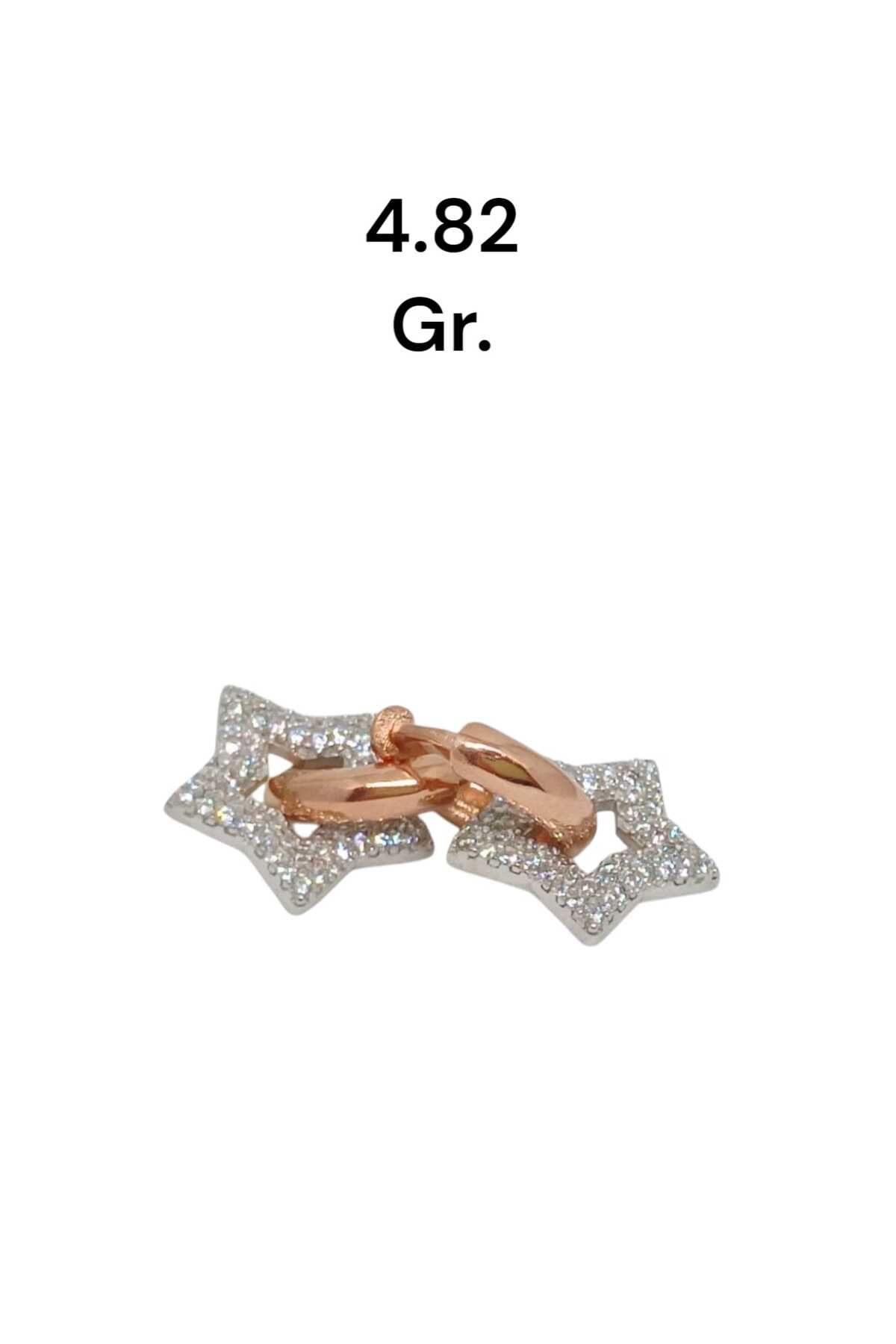 shop Rose Kaplama Yıldız Figürlü Taşlı 925 Ayar Gümüş Halka Küpe – 4.82 Gr