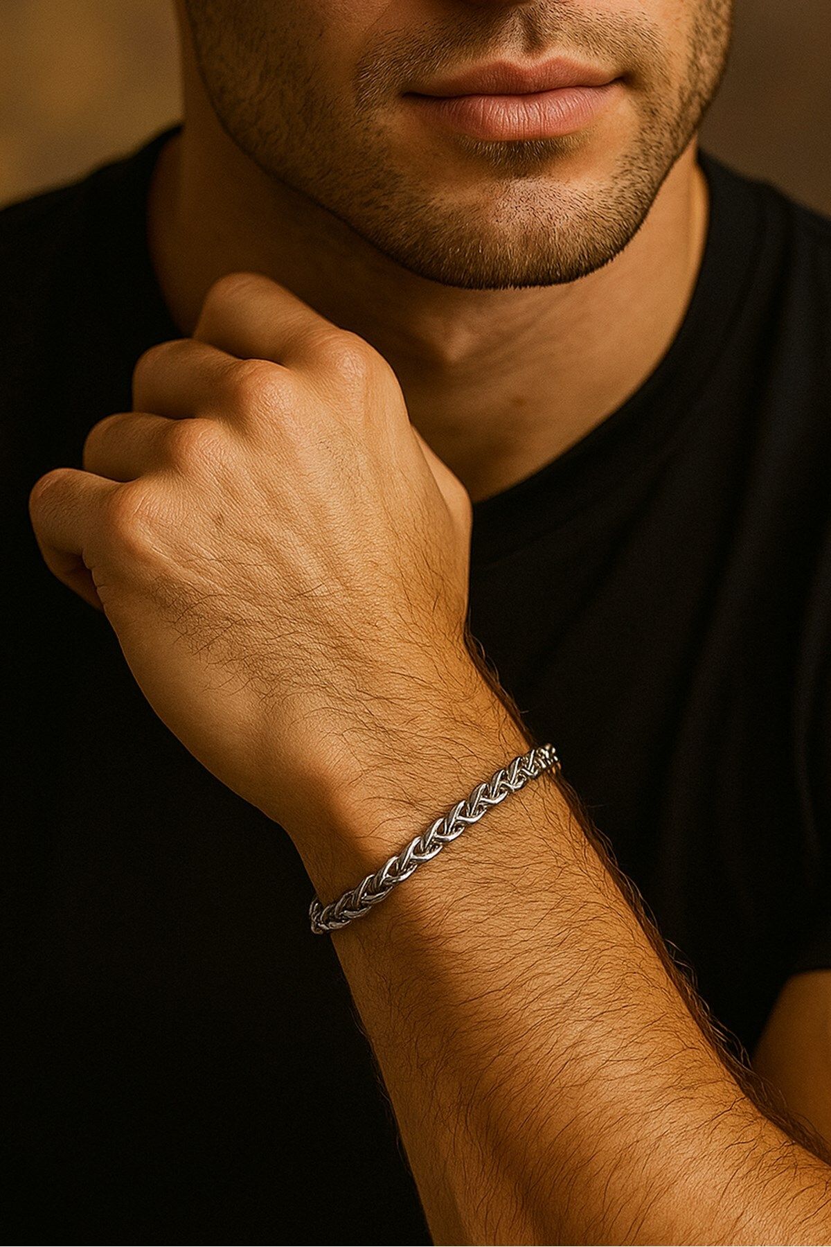 stainles steel Gümüş Renk Angelus Model 3Mm Kalın Kararmaz Unisex Çelik Bileklik