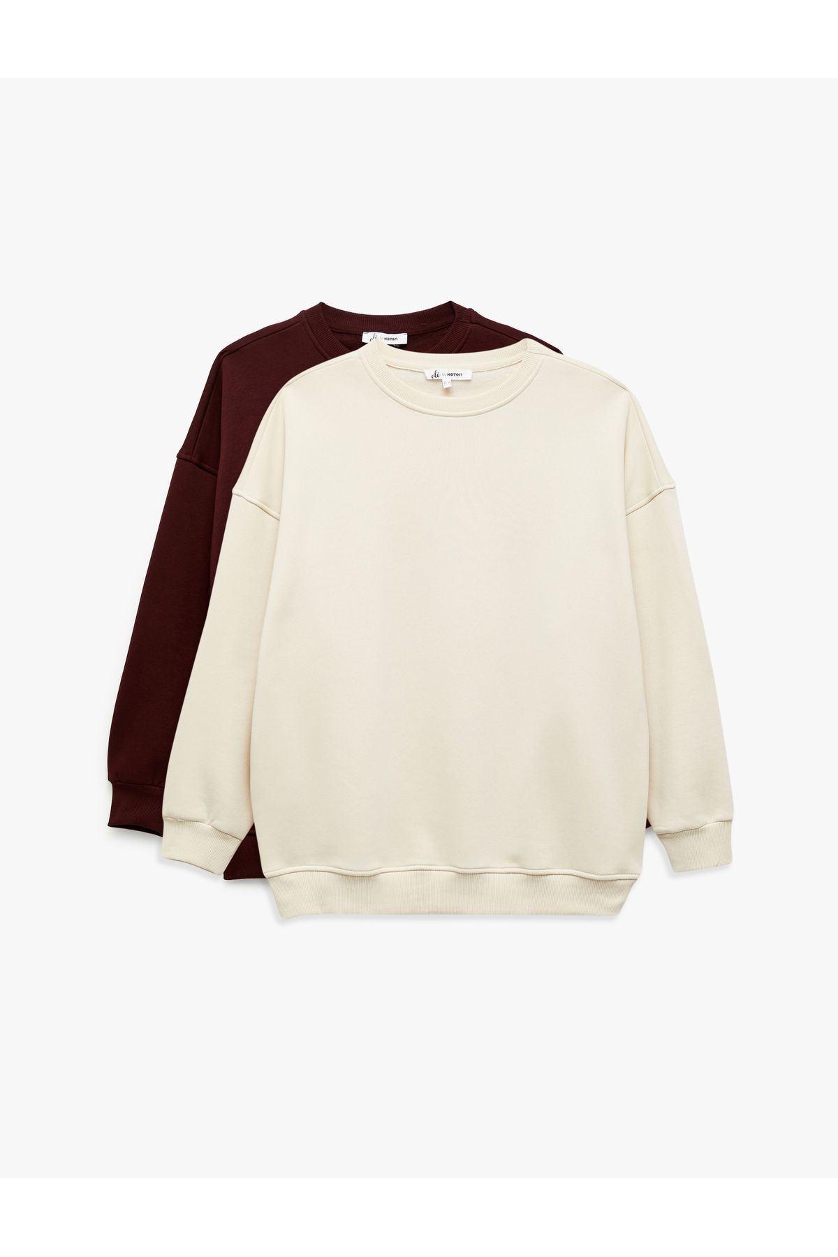Koton Şardonlu Uzun Kollu Bisiklet Yaka Oversize 2'li Sweatshirt Seti