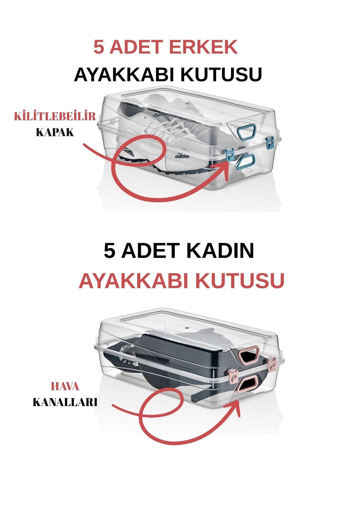 Pazarika 10'lu Ayakkabı Saklama Kutusu – 5 Erkek 5 Kadın Kapasiteli