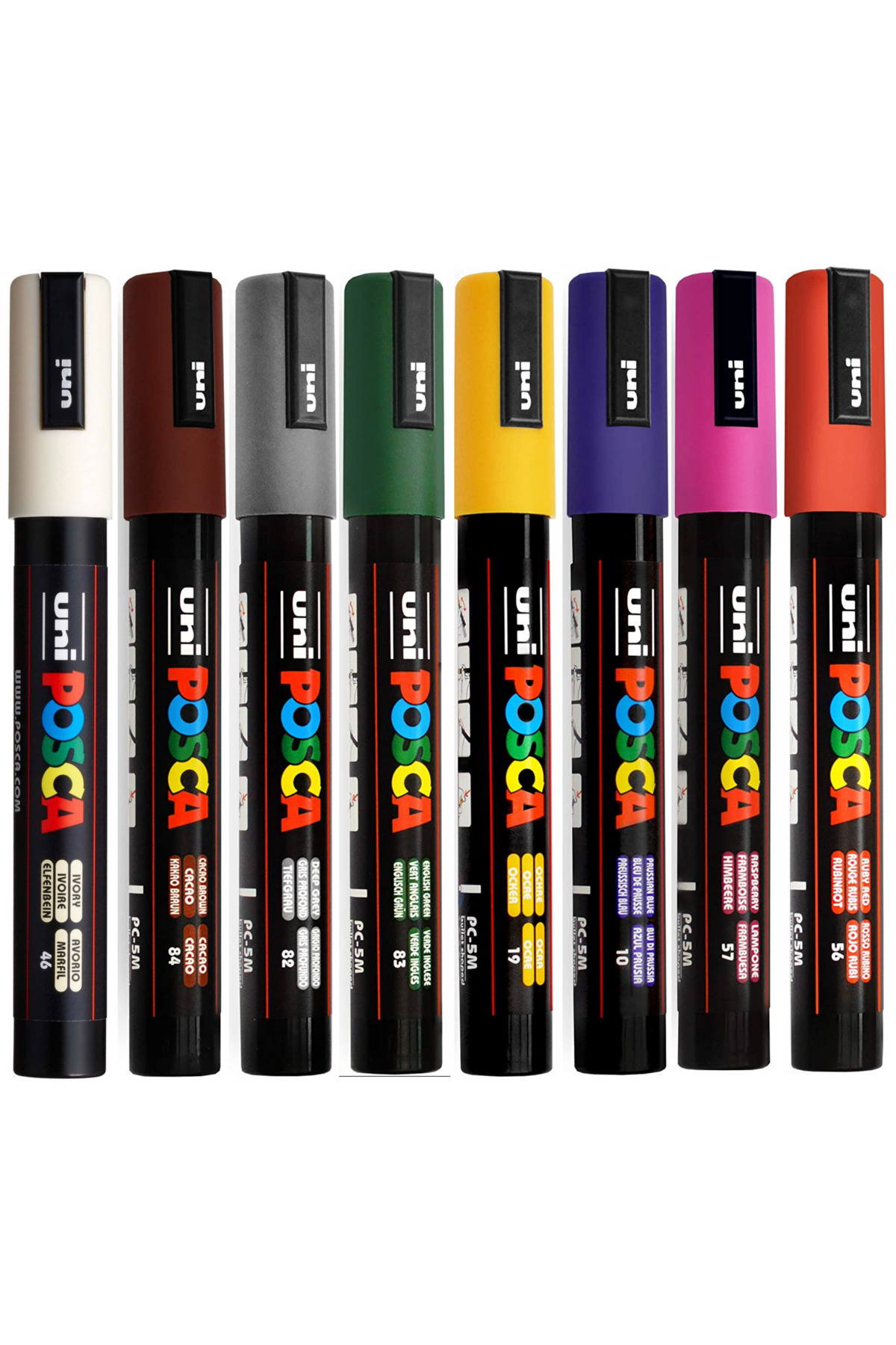 Posca PC-5M 1.8-2.5mm Marker Acrylic Painting Pen Set of 8 Dark Colors