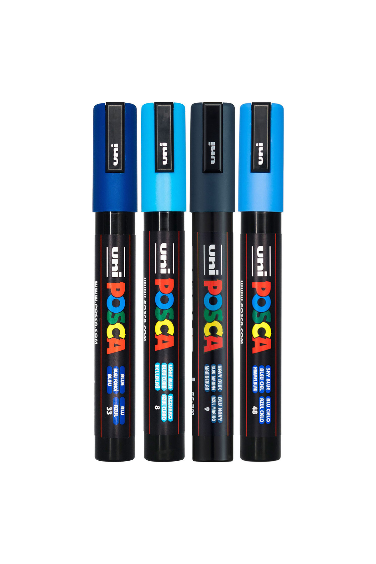 Posca PC-5M 1.8-2.5mm Marker Acrylic Paint Pen Set of 4 Shades of Blue