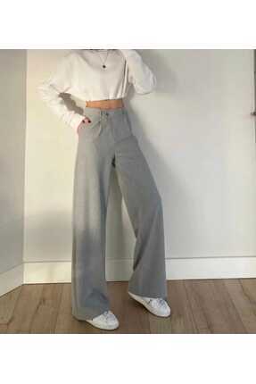 mor butik MOR BUTİK KADIN GRİ PALAZZO PANTOLON XP010001