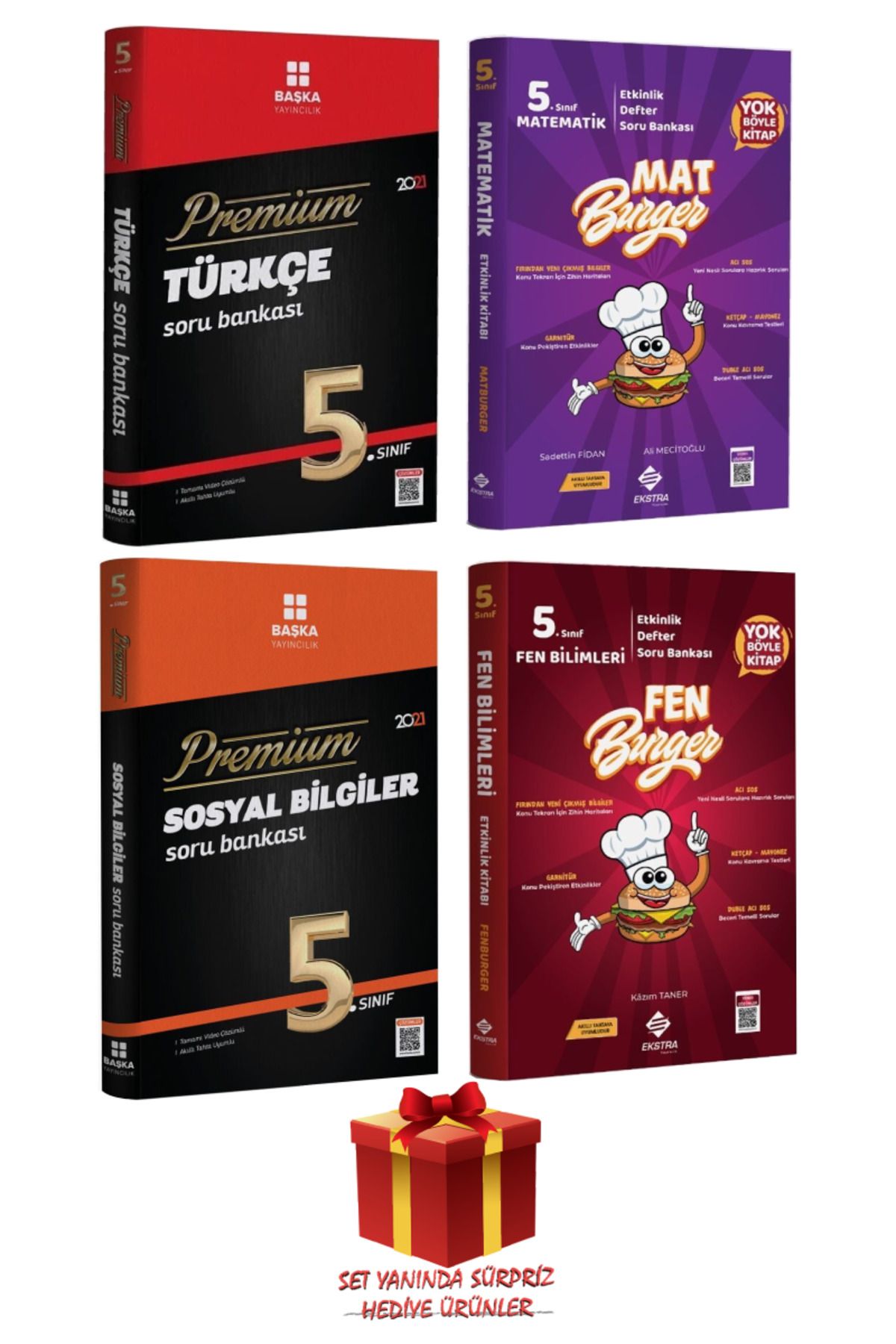 Başka Yayıncılık 5. Sınıf Türkçe+Matematik+Sosyal Bilgiler+Fen Bilimleri Soru Bankası Seti+Hediye