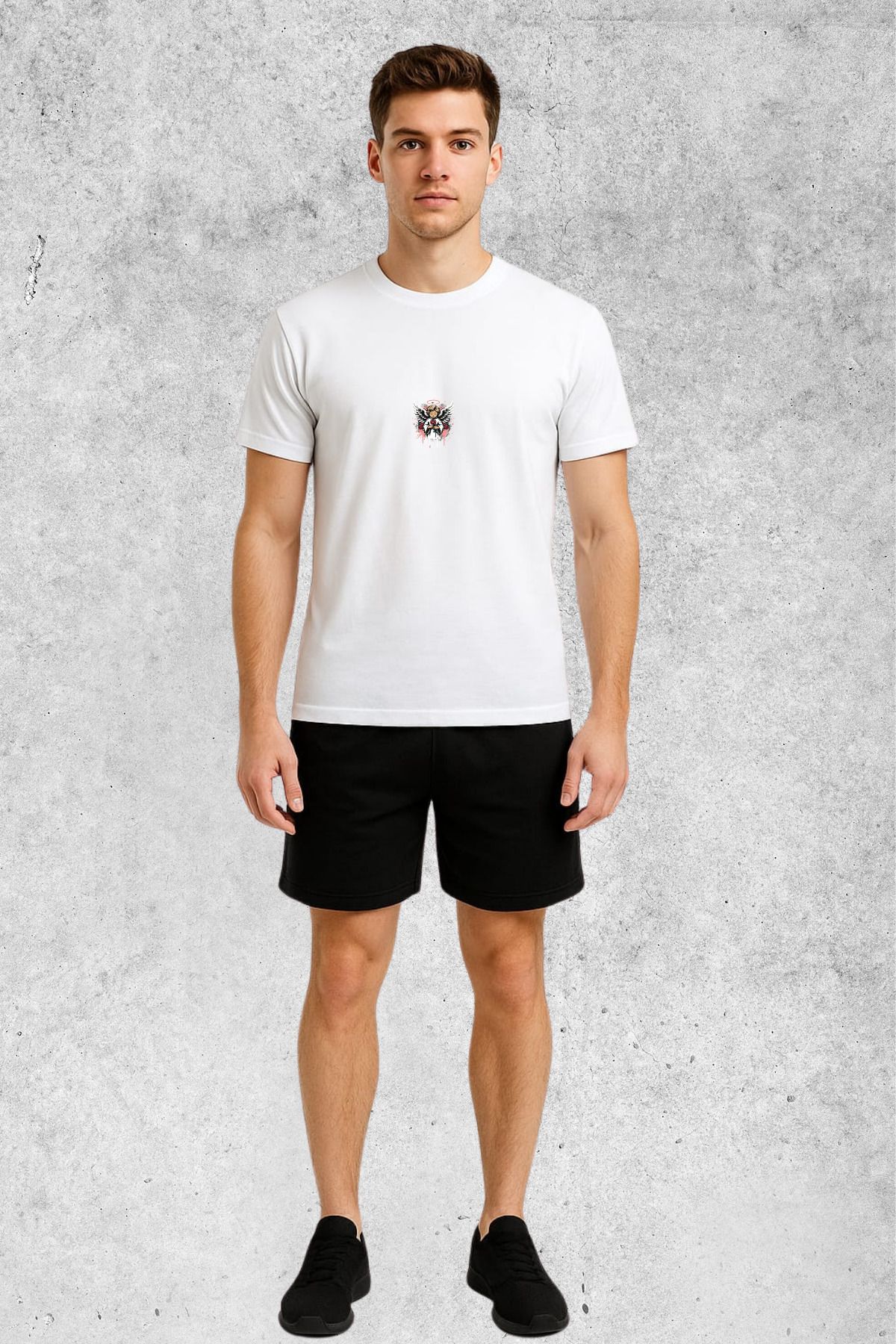 MOLICO BASİC unisex sıfır yaka kısa kollu MELEK BASKILI TSHİRT