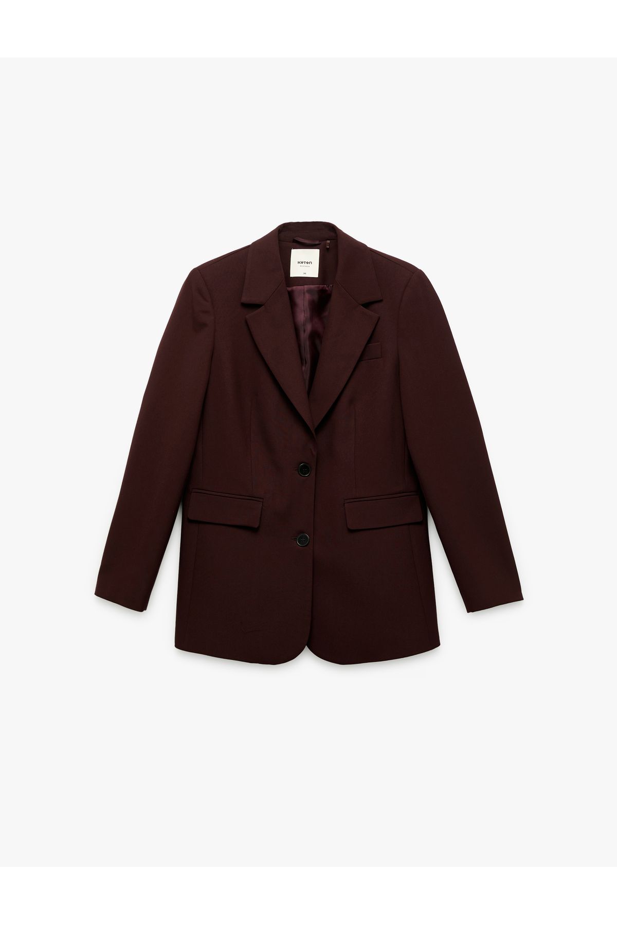 Koton Regular Fit Kapaklı Cep Detaylı Uzun Kollu Kruvaze Blazer Ceket