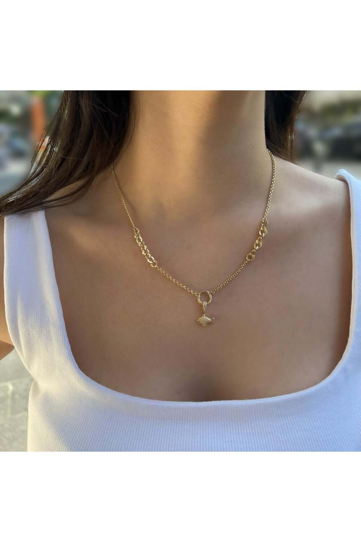 byBurak GOLD Sallantılı Halka Kolye – KLY1008