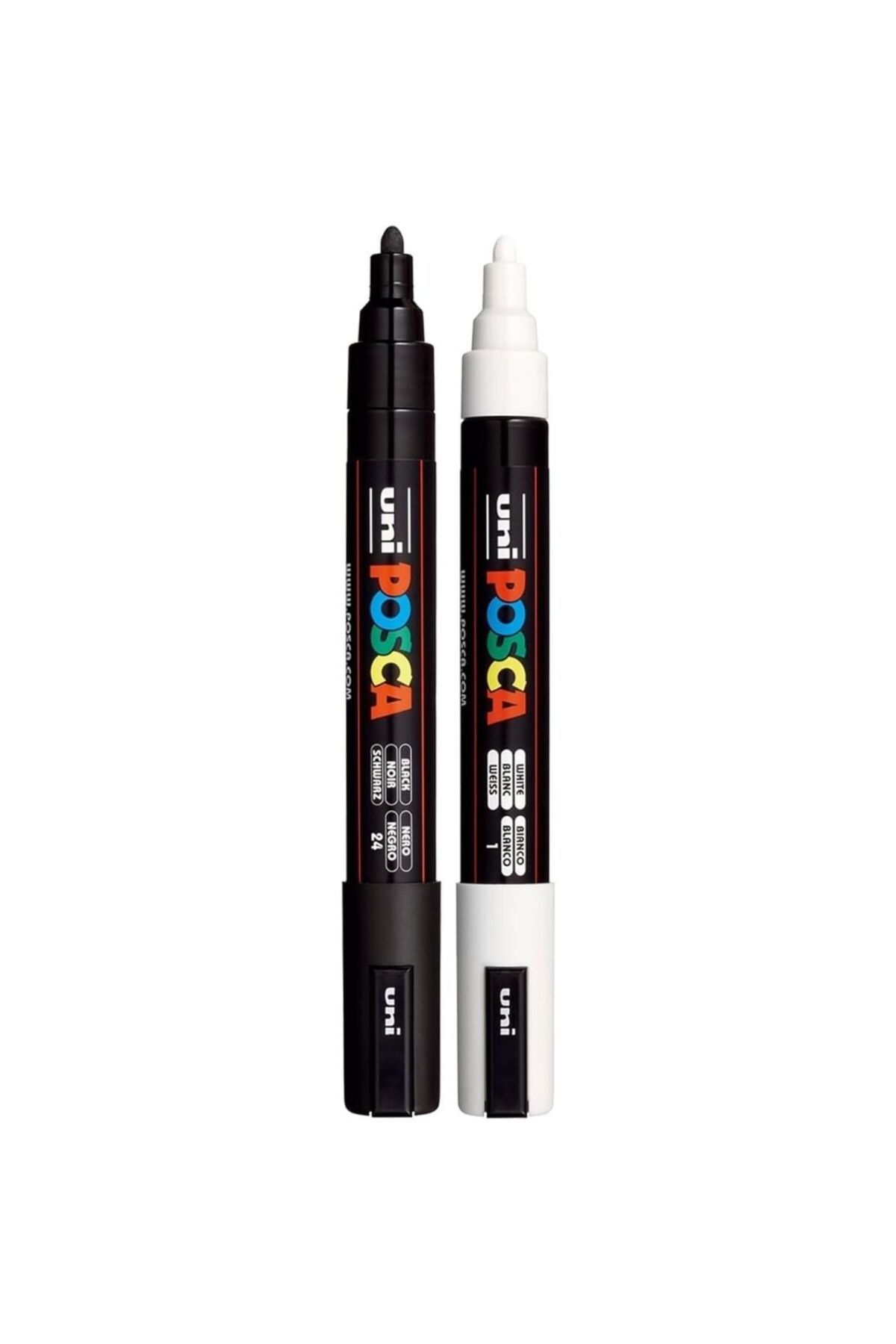 Uni-Posca Pc-5M 1.8-2.5mm Marker Acrylic Painting Pen Set of 2 Black and White 1