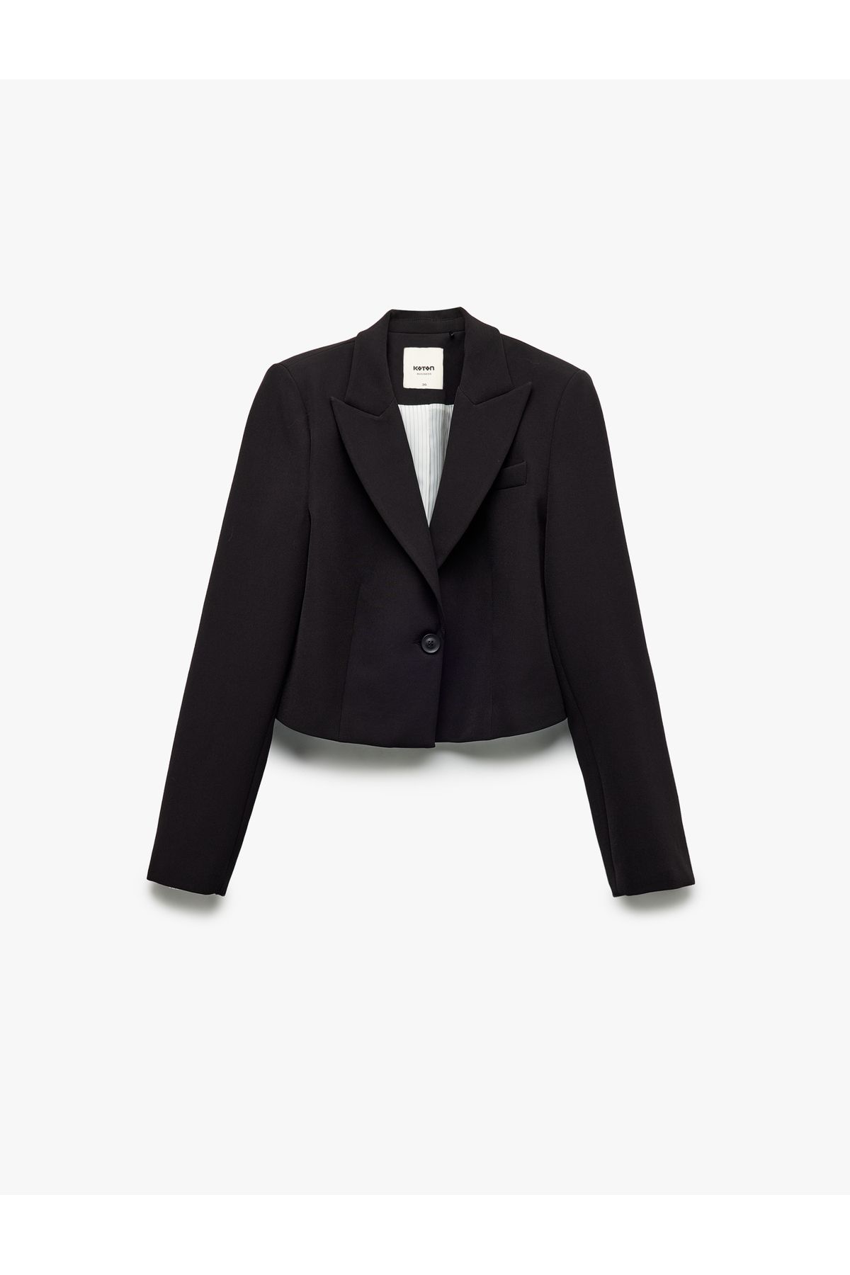 Koton Kruvaze Yaka Uzun Kollu Crop Blazer Ceket