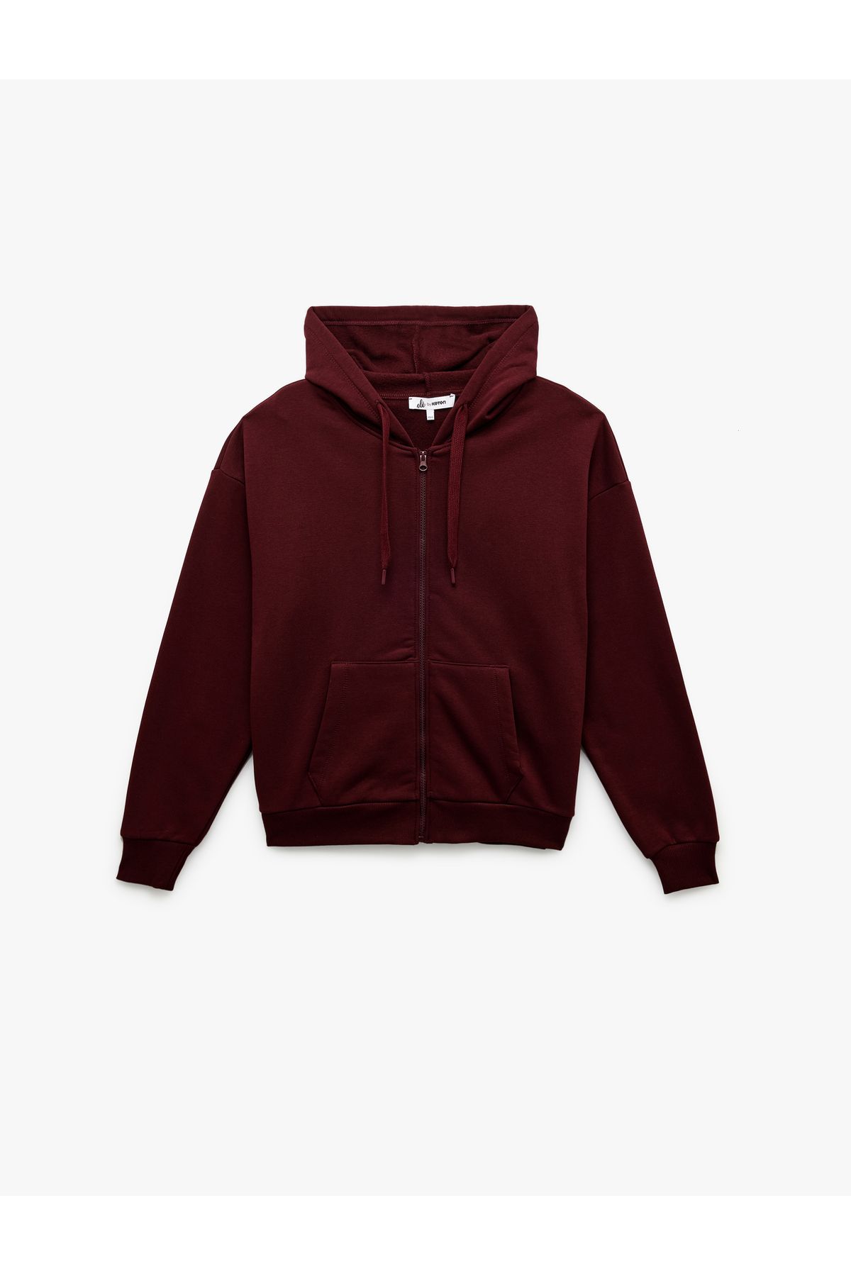 Koton Şardonlu Kanguru Cep Detaylı Kapüşonlu Fermuarlı Oversize Sweatshirt