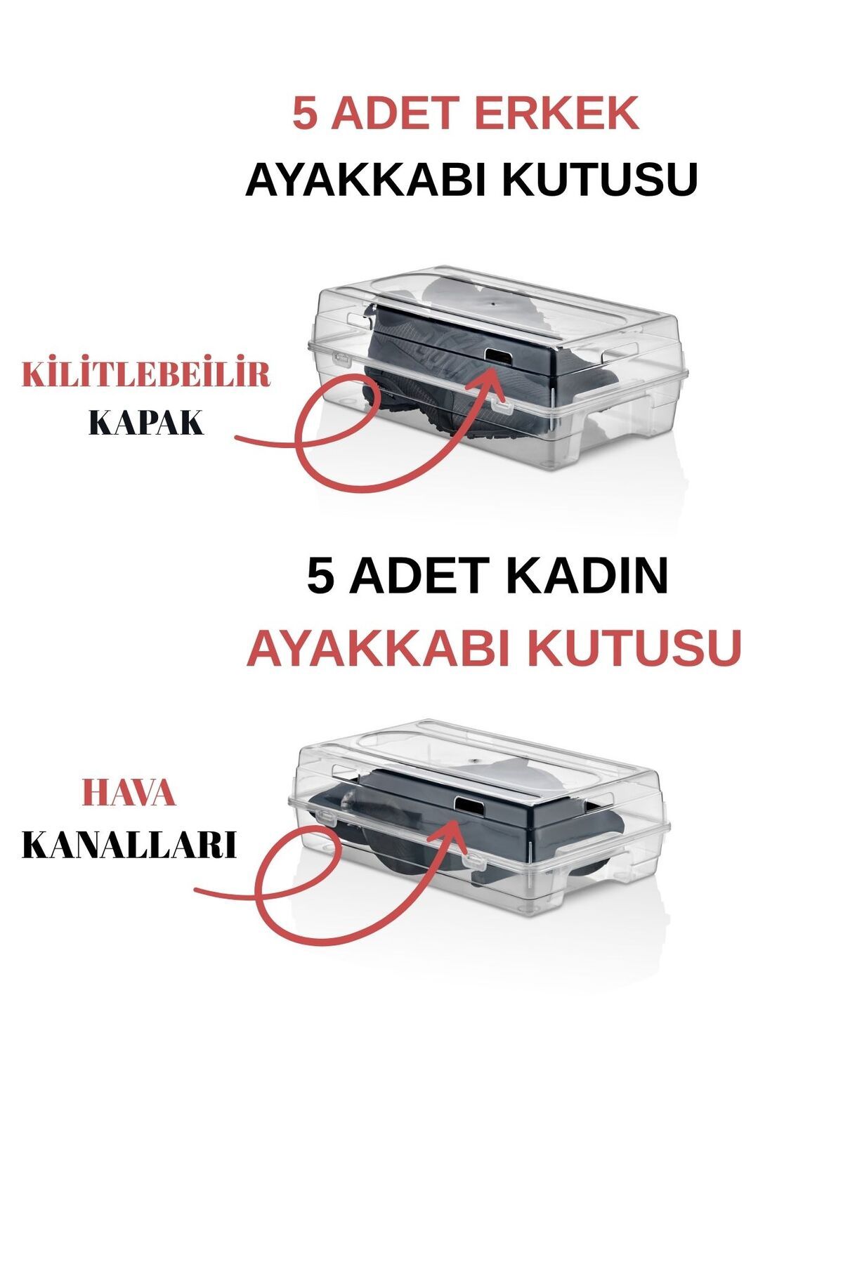 ALP HOME 10'lu Ayakkabı Saklama Kutusu – 5 Erkek 5 Kadın Kapasiteli