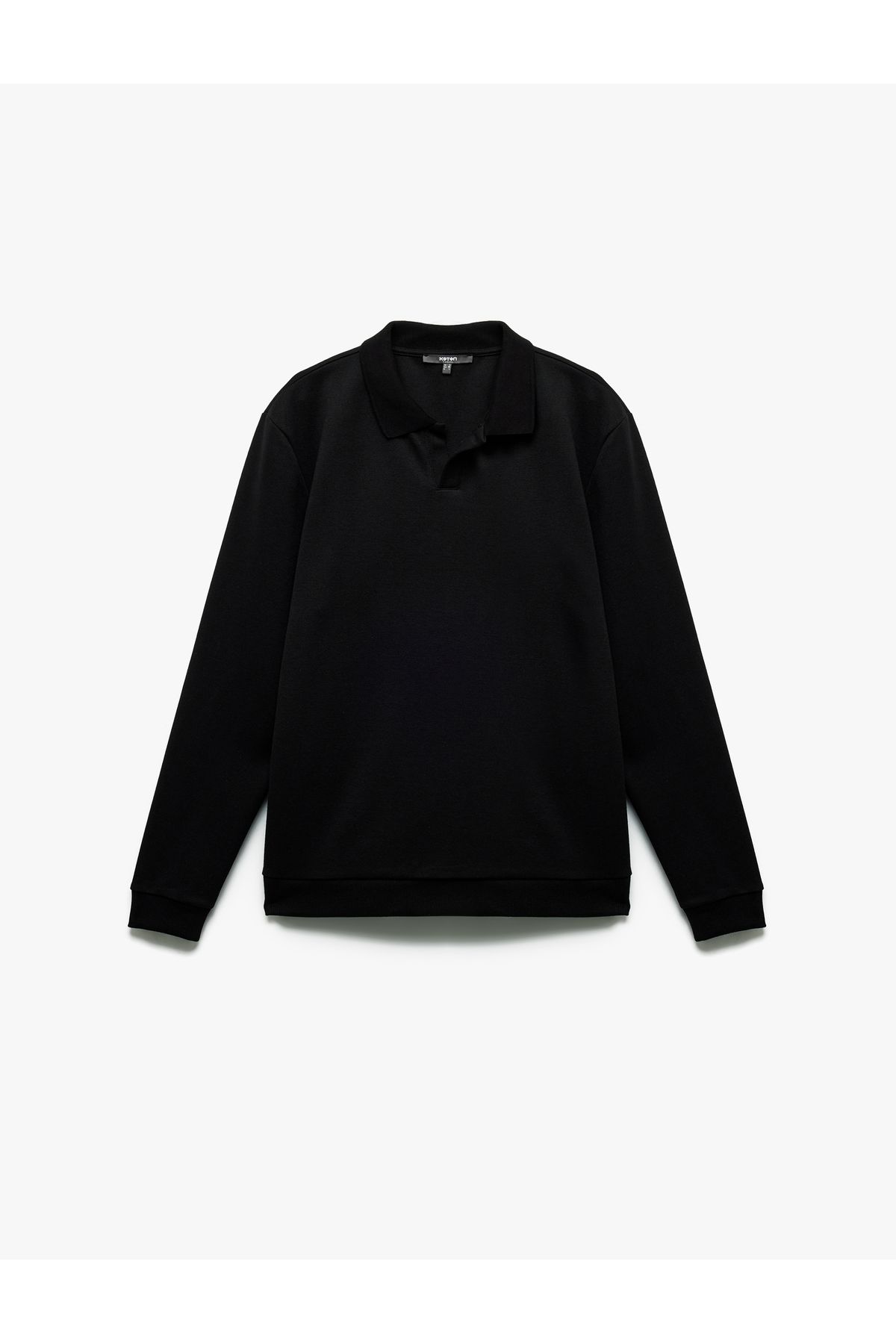 Koton Pike Kumaş Polo Yaka Uzun Kollu Basic Sweatshirt