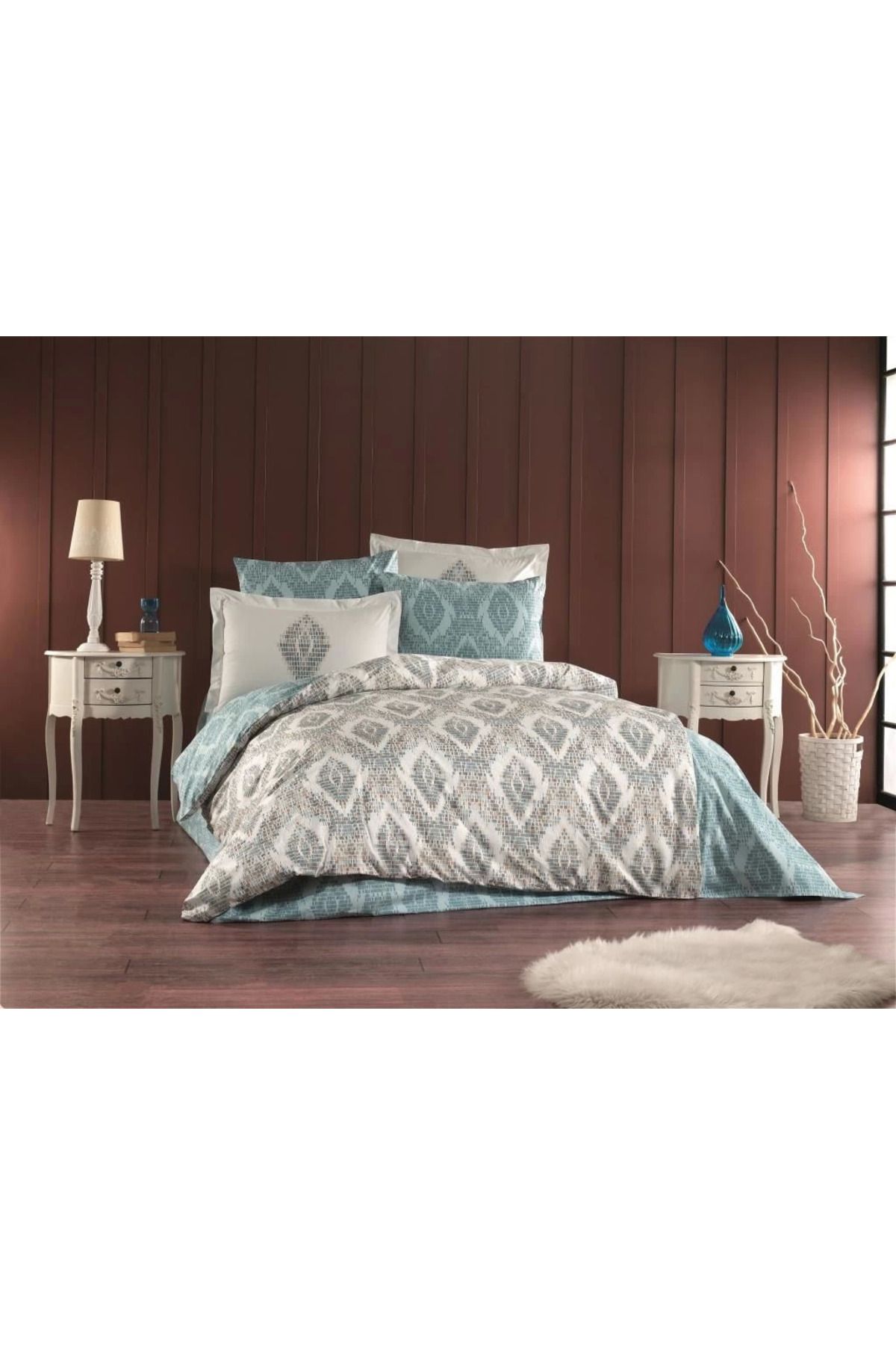 Zayla Çift Kişilik Poplin Nevresim Retro Mint