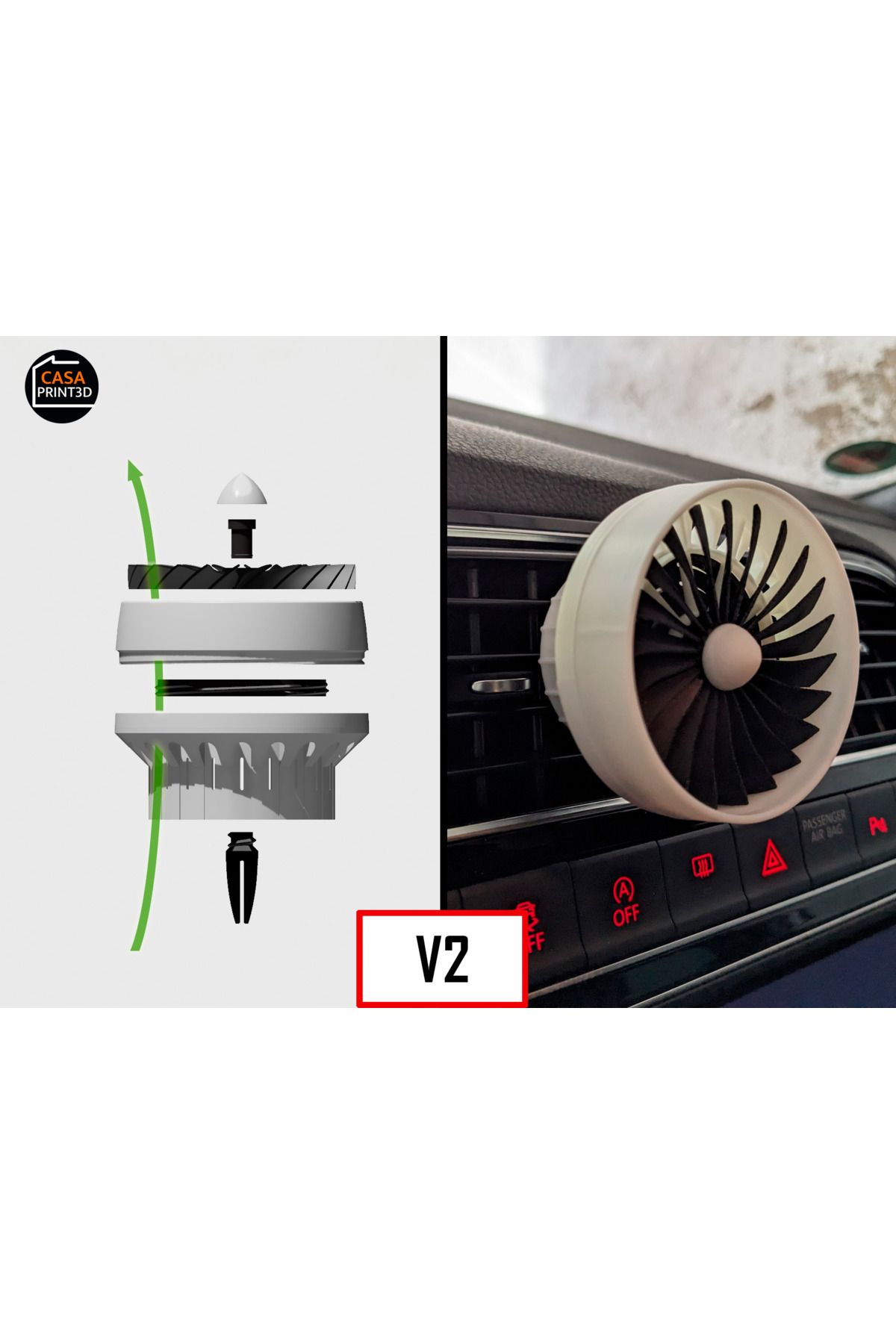Mutu Store Turbafon Aroma Difüzörü - Araba Havalandırması Mini Jet Motoru