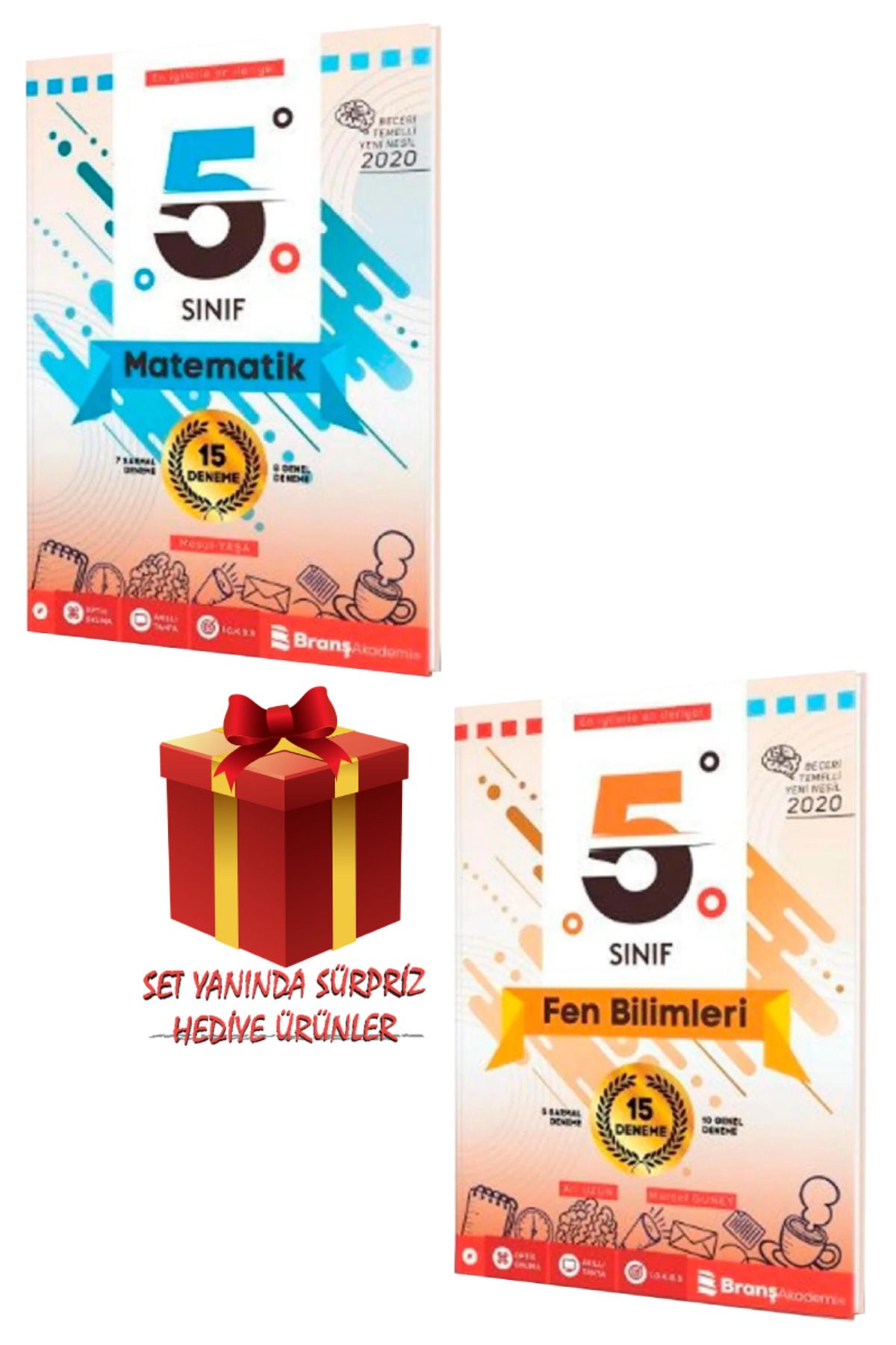 Branş Akademi 5. Sınıf Deneme Seti: Matematik 15 Deneme + Fen Bilimleri 15 Deneme + Hediye