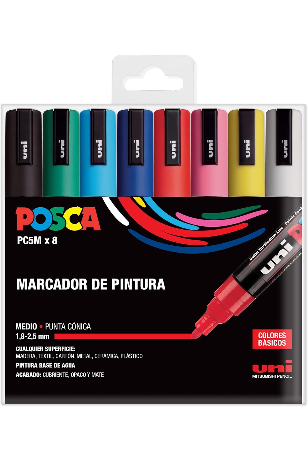 Posca PC-5M 1.8-2.5mm Marker Acrylic Painting Pen 8-Piece Basic Colors Set