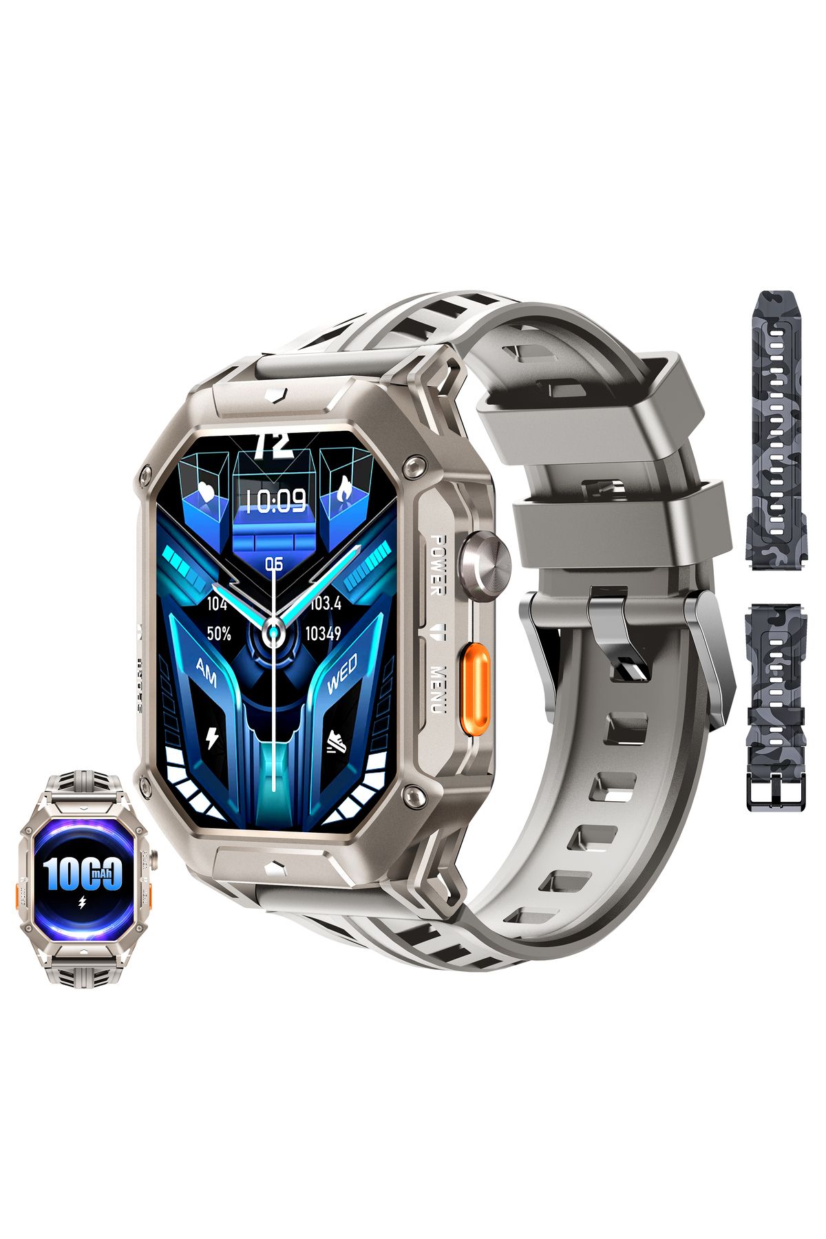 oukitel-Ceas inteligent OUKITEL BT80, ecran tactil AMOLED de 2,13 inci, baterie mare de 1000 mAh, iOS/Android, 5 ATM, IP68 8
