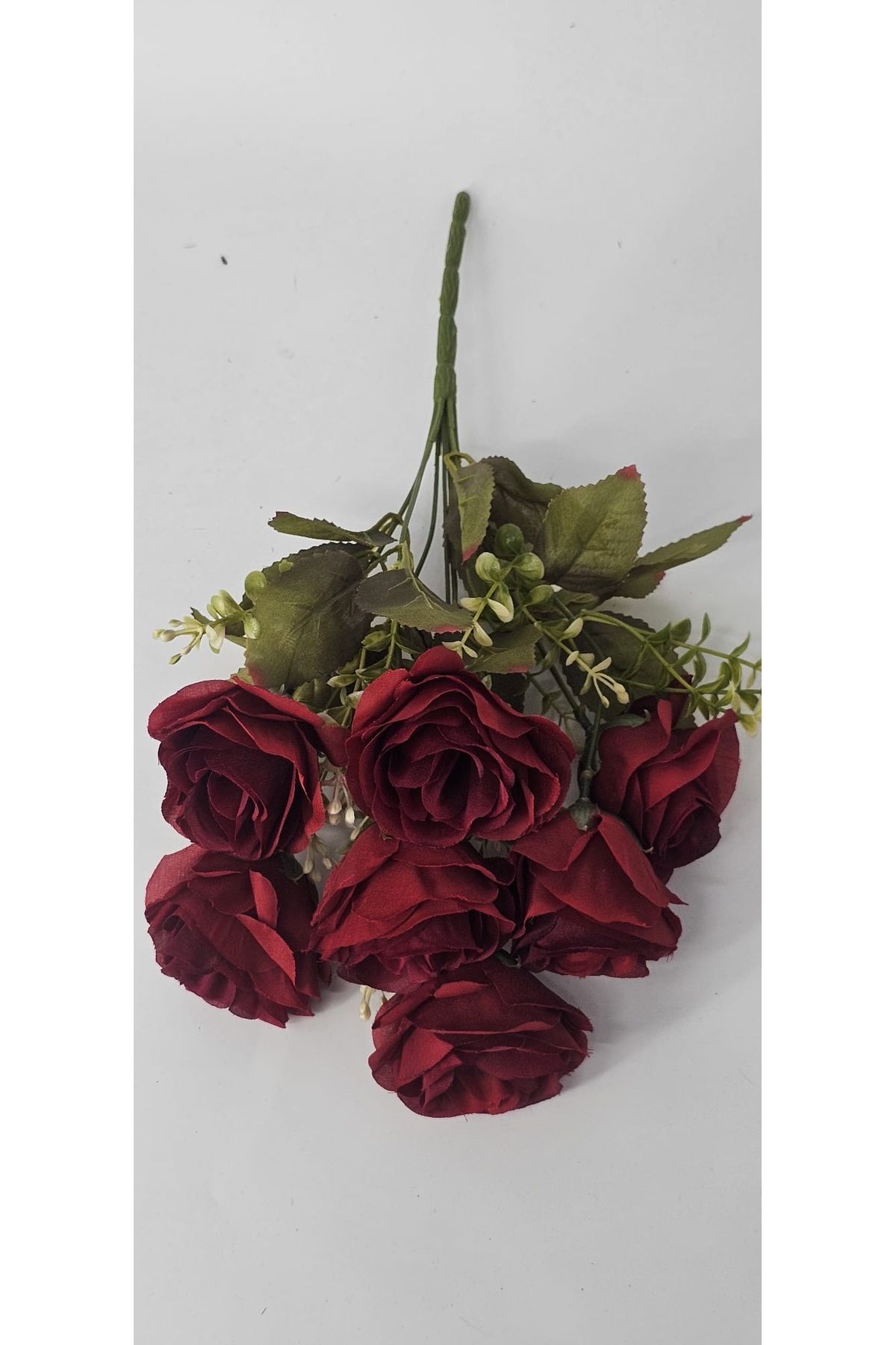 YAPAY ÇİÇEK DERYASI 7 kafalı 1 adet kırmızı lotus gülü ev dekor vazo süsü 35 cm