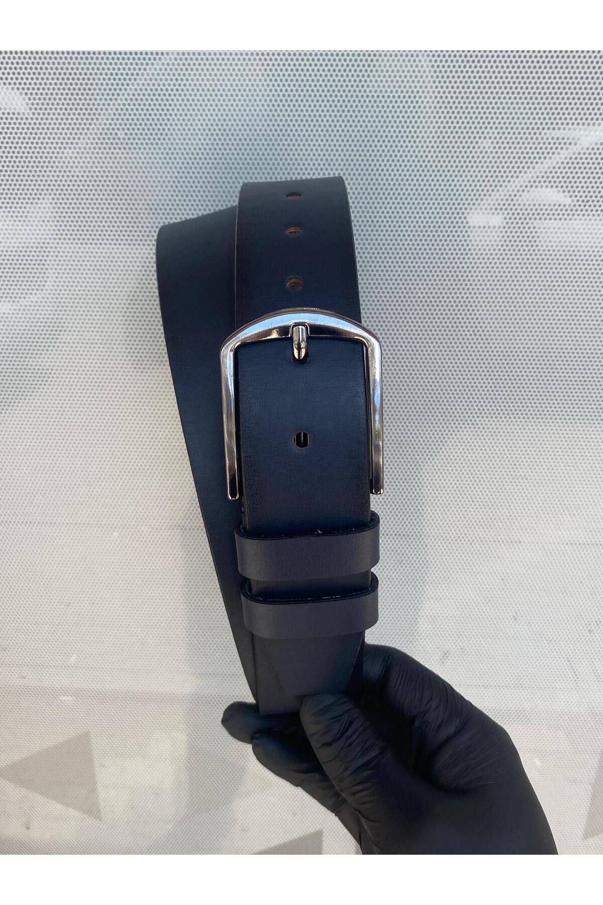 Gesa Erkek suni deri spor lacivert kemer 4 cm