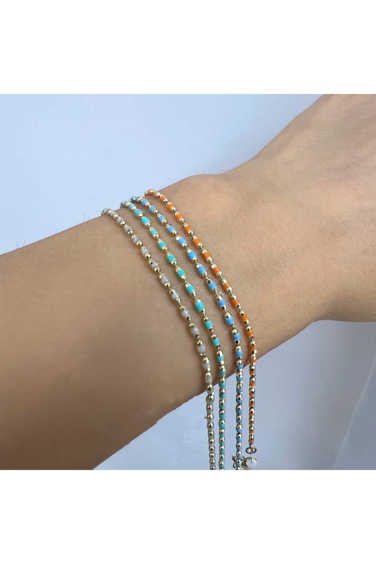byBurak GOLD Kirli Beyaz Taşlı Bileklik – BLK0979