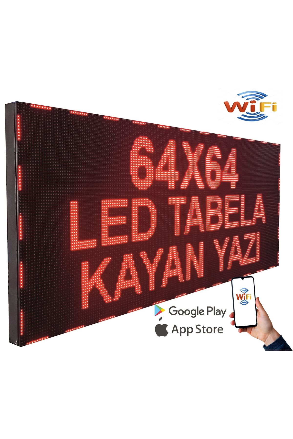 Ledeksis Led Tabela 64x64Cm Tek Taraflı Kırmızı Kayan Yazı Wifi (Telefondan Yazı Değiştirme)