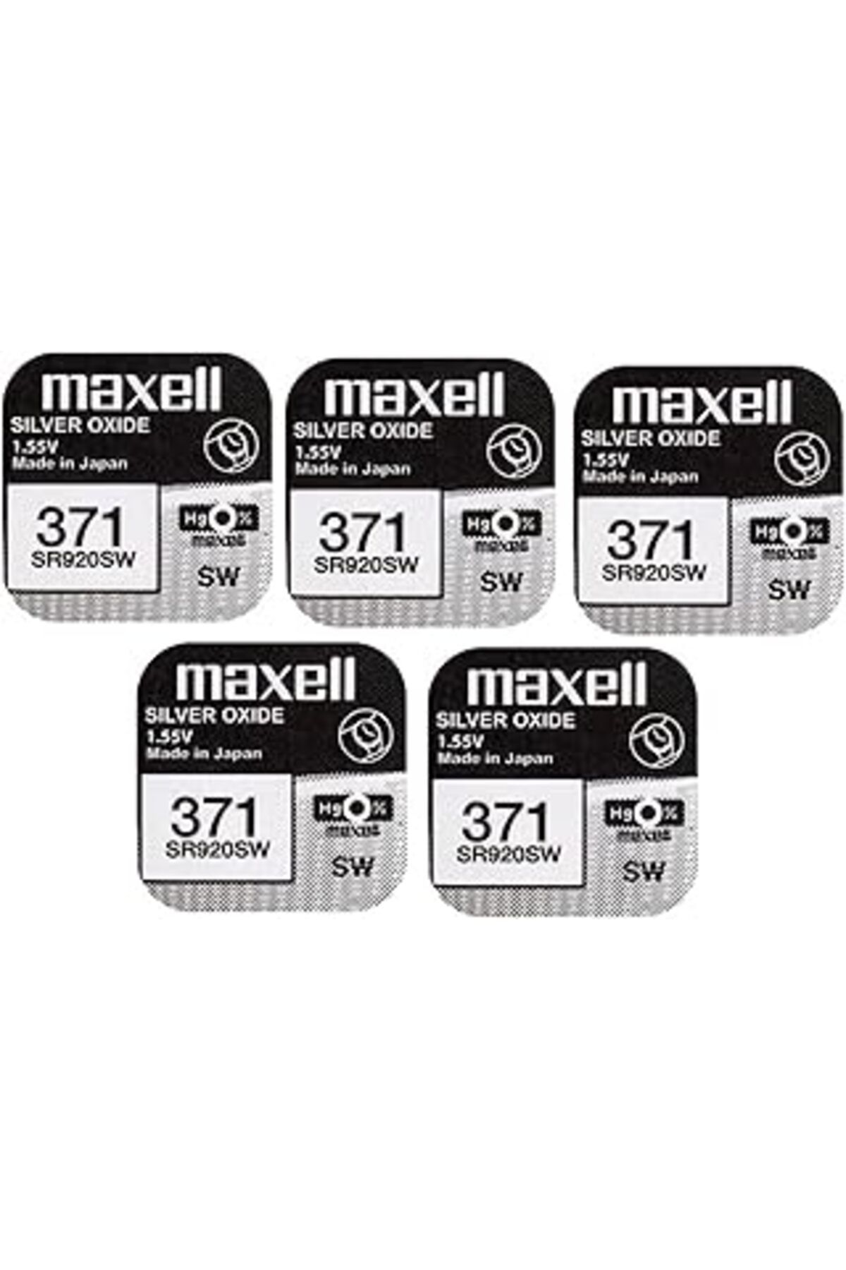 TBSProjects Maxell X Maxell 371 Sr920Sw Gümüş Oksit 0 Mercury Saat Pilleri, 5 Adet