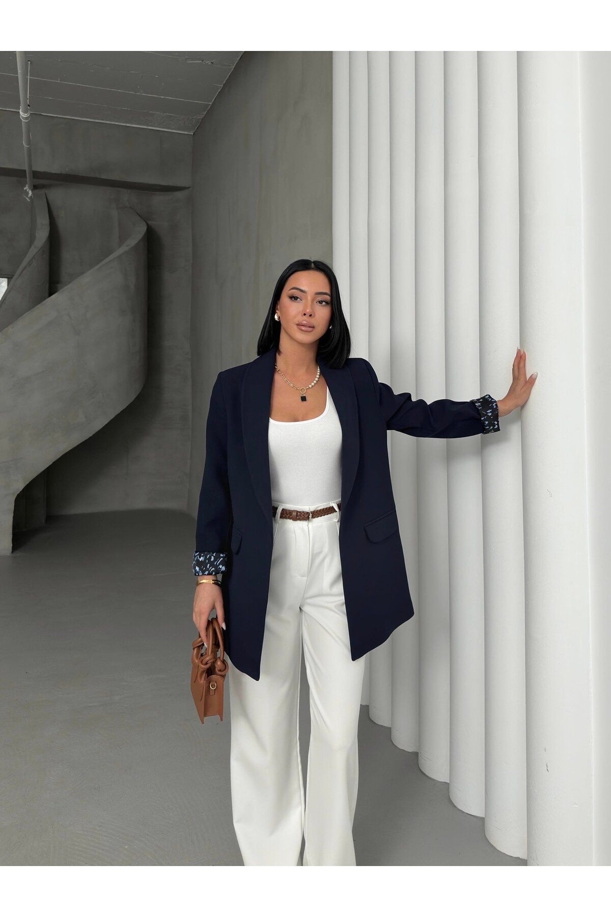FATOŞ BUTİİK Leopar Astar Detaylı Blazer Ceket