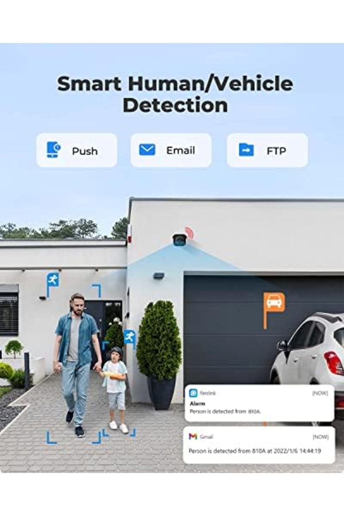 ReoLink-كاميرا مراقبة 4K PoE، كشف ذكي عن الأشخاص/المركبات، تعمل مع مساعد Google IP الخارجي 5