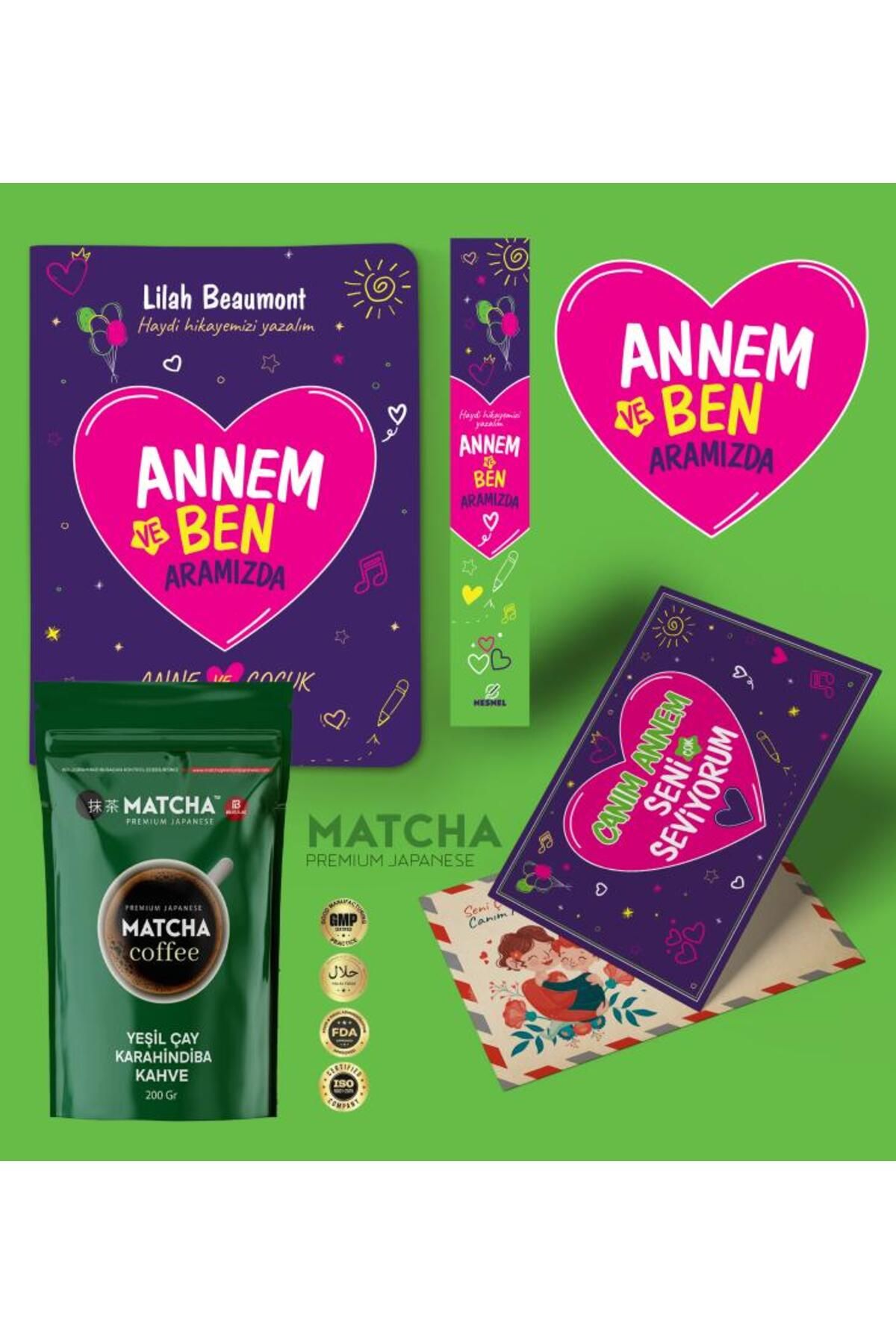 nesnel yayınlar Annem ve Ben Aramızda Ayraç Kartpostal - Matcha Kahve