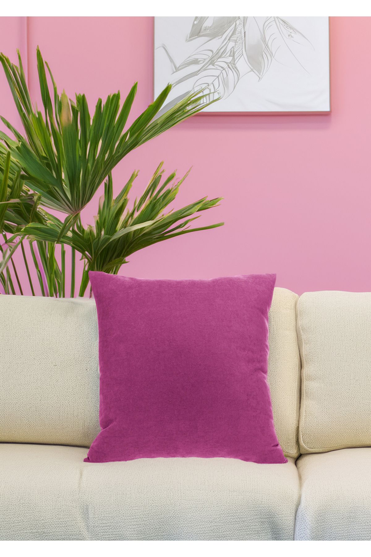 ÖZENEV-Panoroma Fuchsia Plain Plain Throw Pillow Case Suitable for Punch (Punch) Processing Decorative Pillow Case 50X50 4