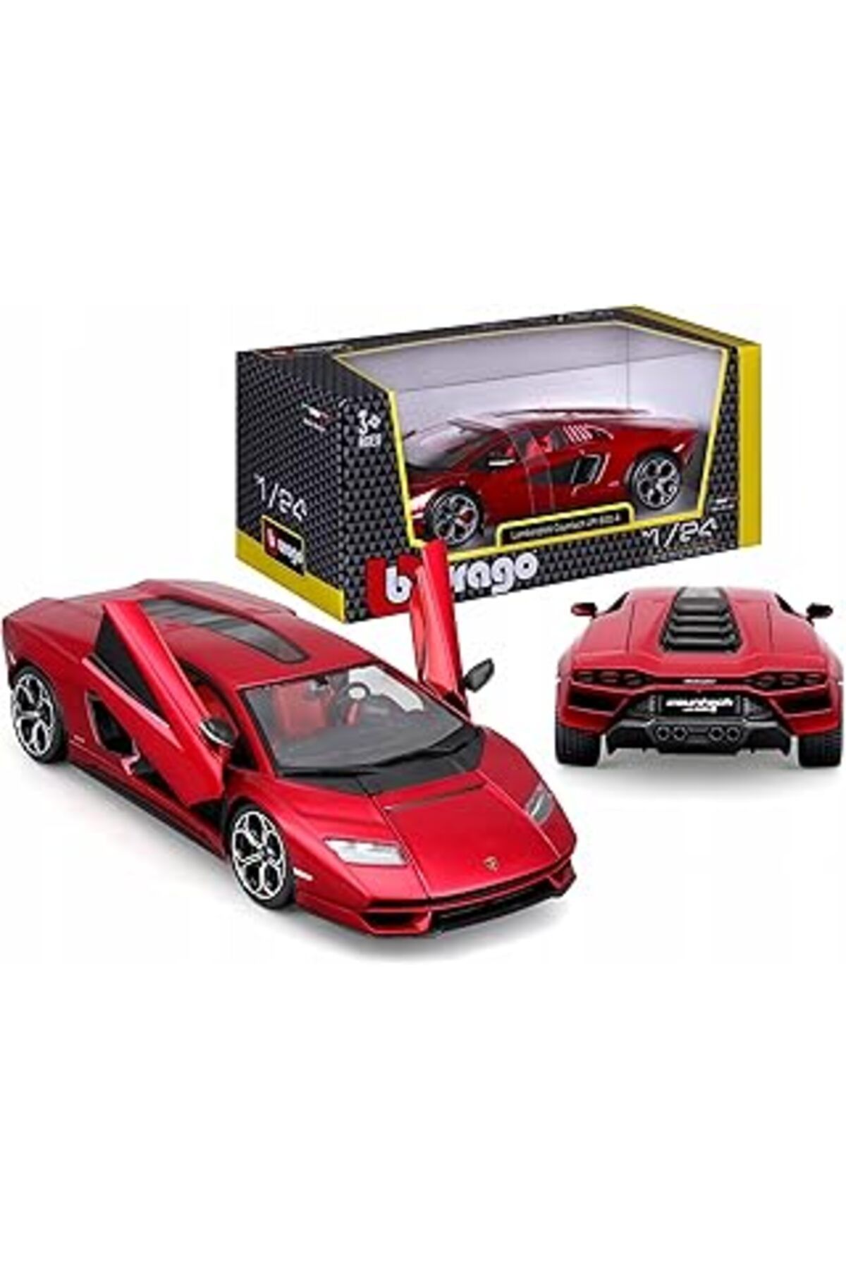 Mu Art Ahşap Lamborghini Countach Lpi 800-4 1:24 Bburago 18-21102 Kirmizi Araba