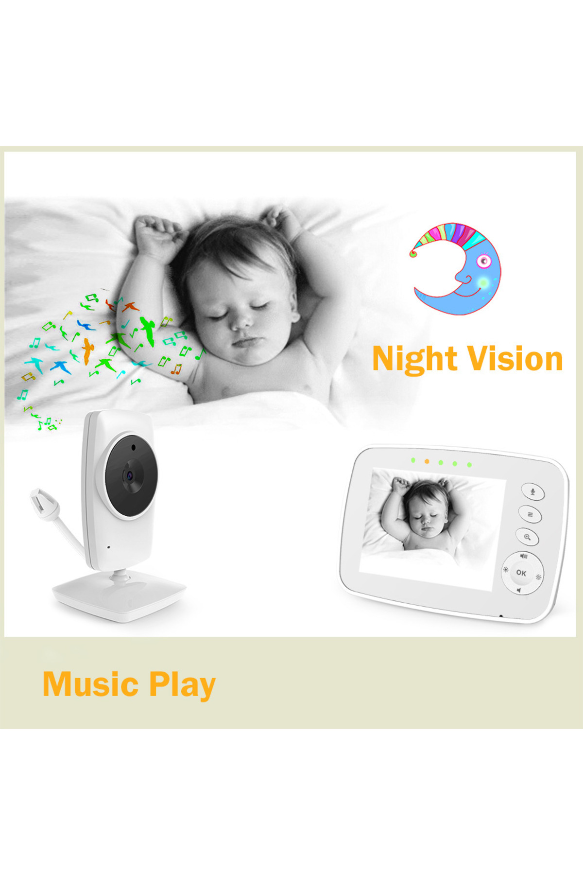 IDL-idealStore SuperCam Baby Video and Audio Monitoring System, 3.2 inch Screen, Two-way Communication 8