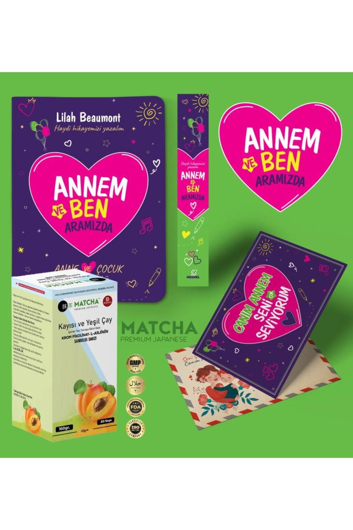 nesnel yayınlar Annem ve Ben Aramızda Ayraç Kartpostal - Kayısı Matcha Çayı