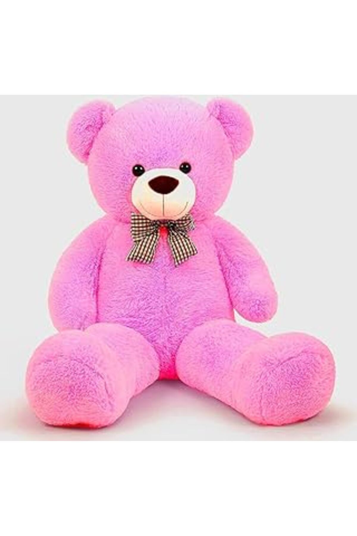 Mu Art Ahşap 80 Cm Papyonlu Sevimli Peluş Şaşkın Ayı - Sevgiliye Özel Hediye Fuşya